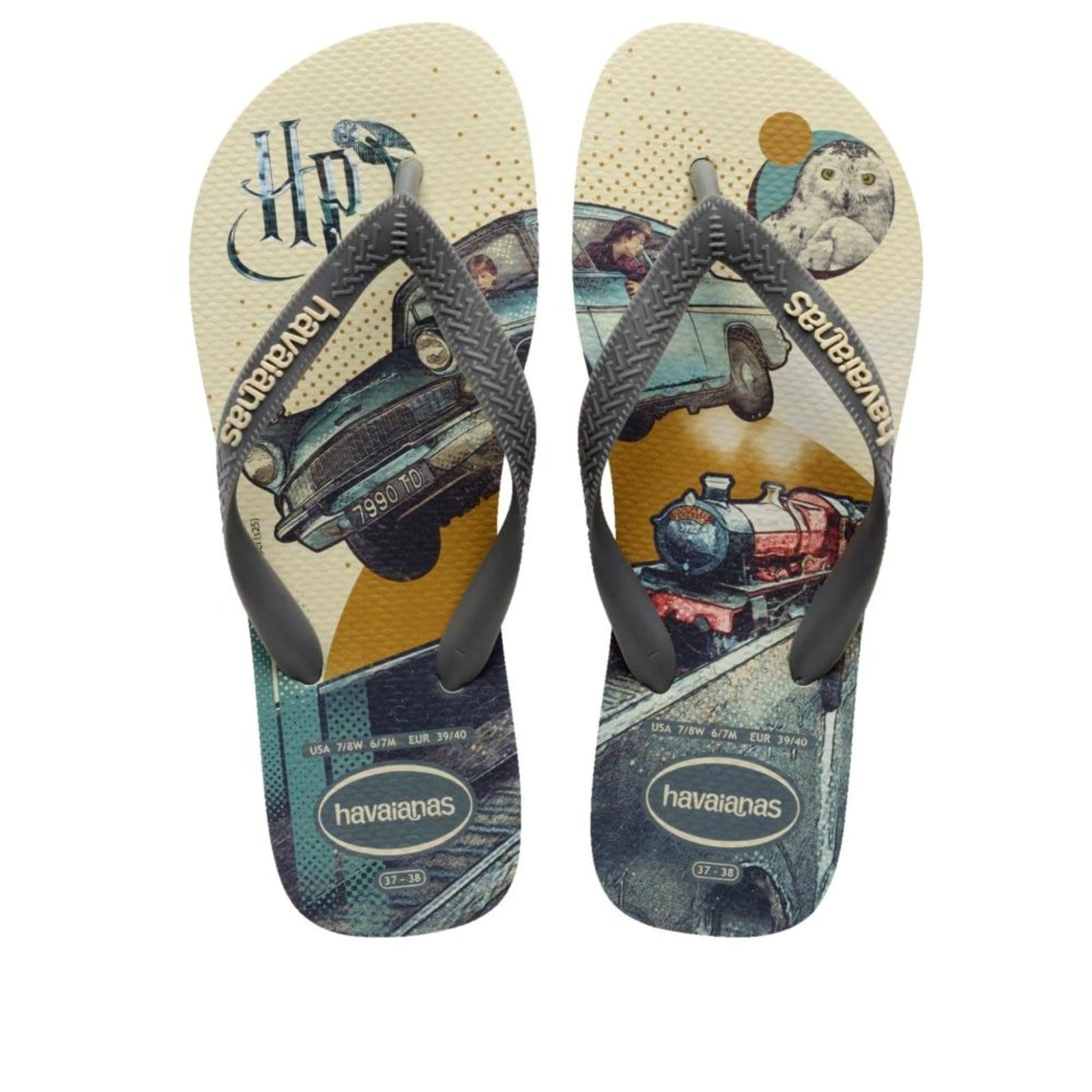 Chinelo Masculino Havaianas Harry Potter Palha/Cinza