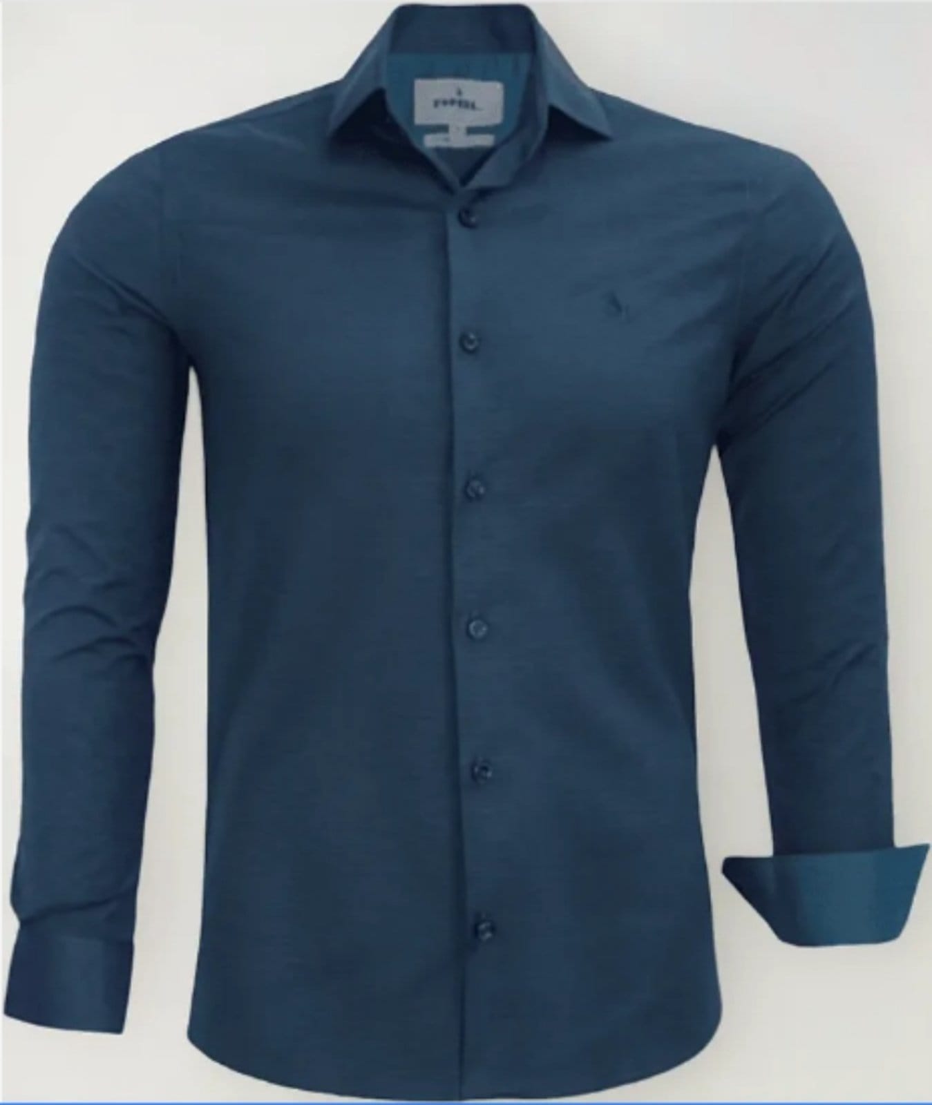 Camisa Social Amil Slim Nobel Algodão com Elastano Manga Longa Luxo Marinho
