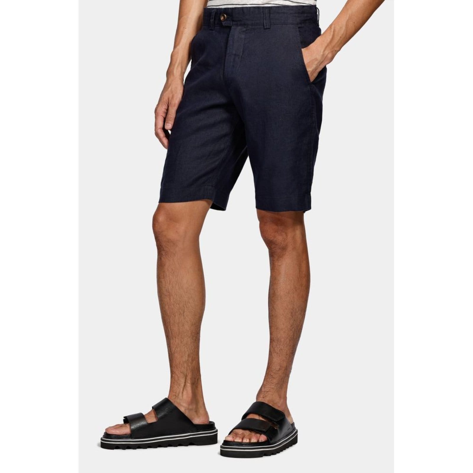 Bermuda Aramis Alfaiataria Linho Marinho