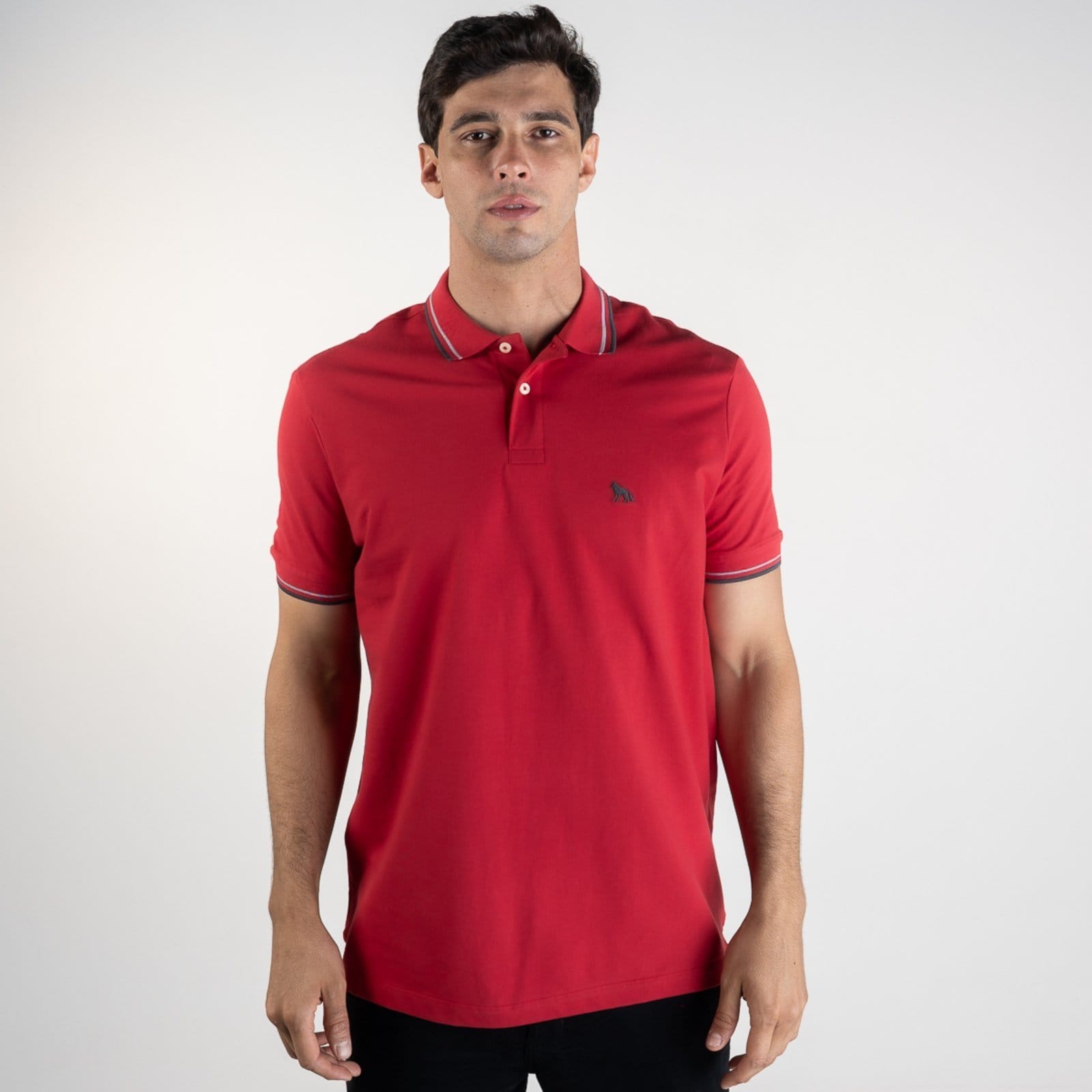 Camisa Polo Acostamento Frisos Vermelha