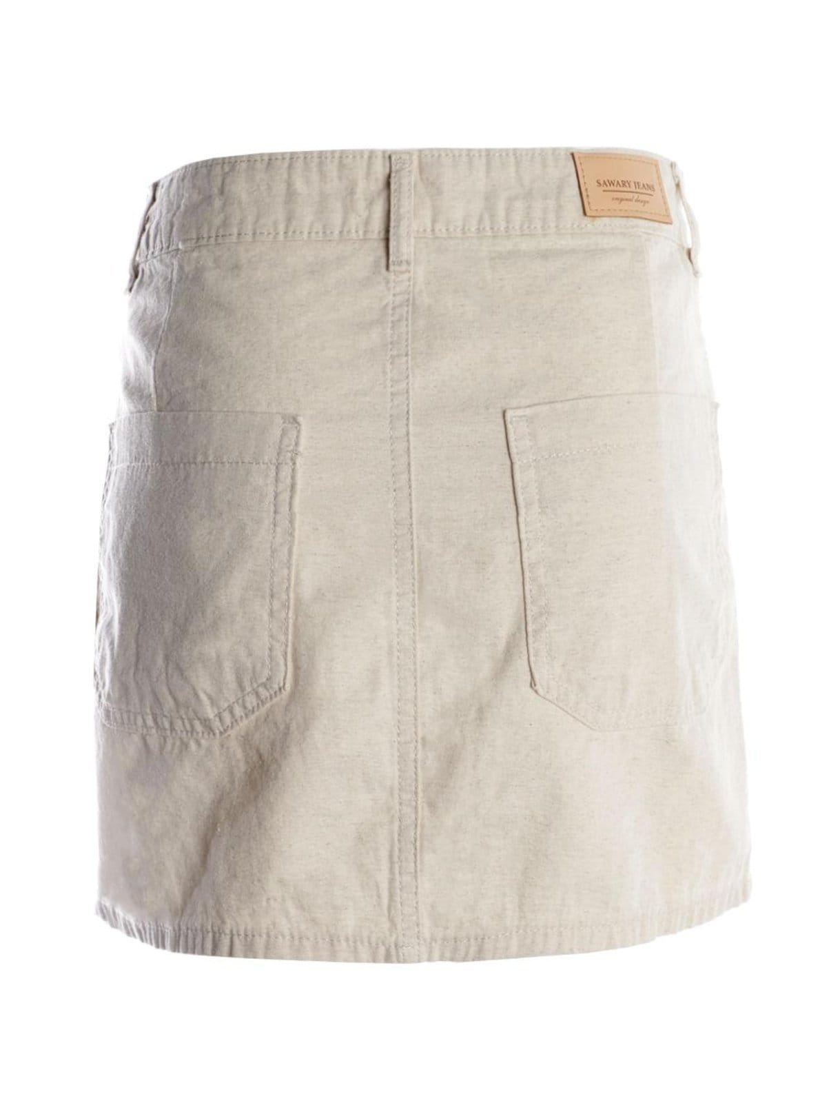 Vista 2 Saia Linho Mini Sawary Feminina NATURAL Sawary bege natural