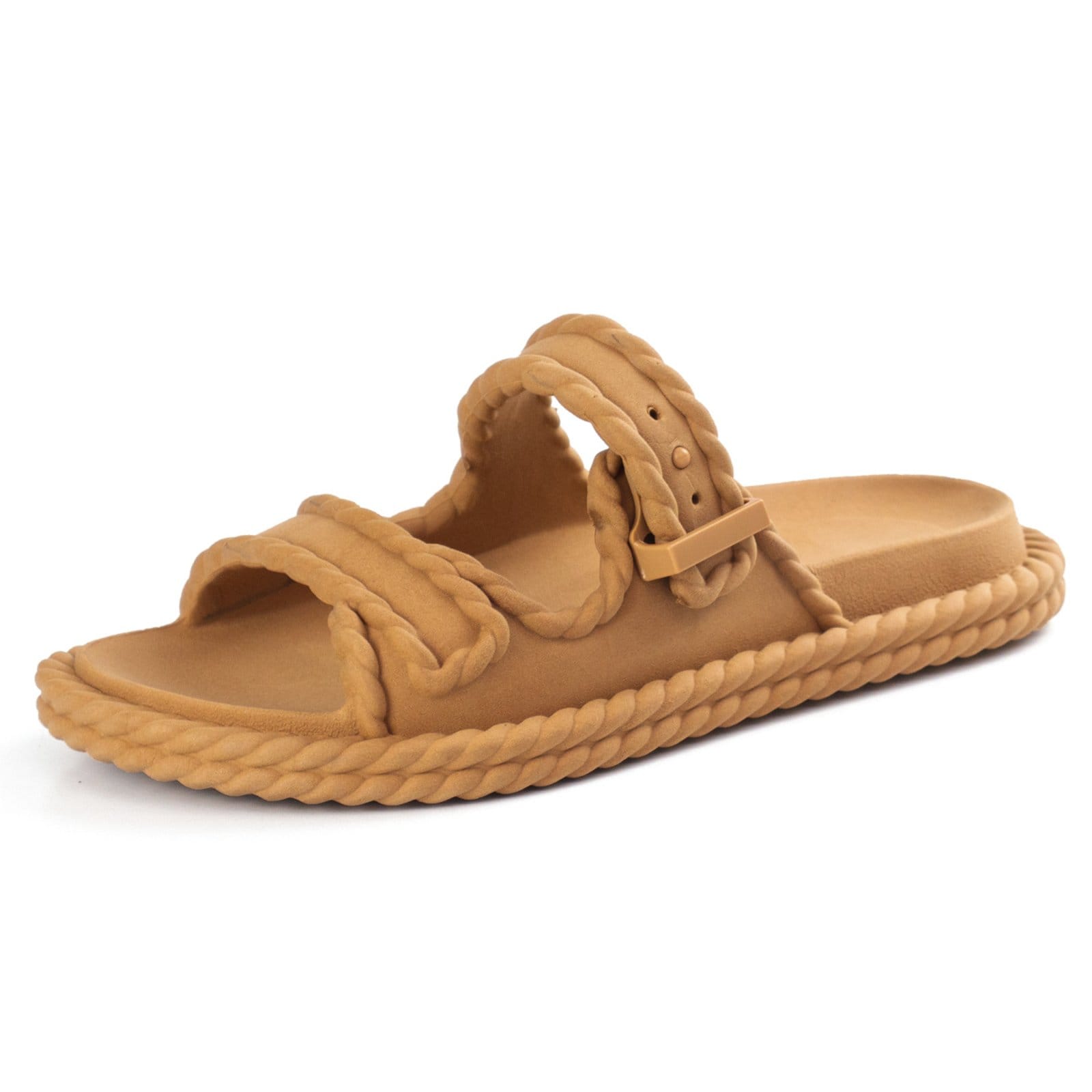 Vista 2 Sandália Papete Slide Anatômica Leve Macia Confortável Tira Ajustável Trançada Resistente ÉPICO CALÇADOS marrom