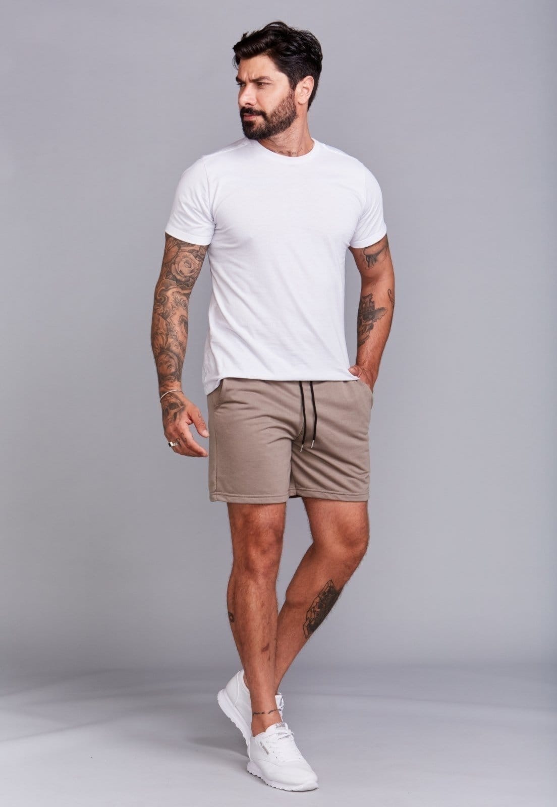 Vista 2 Shorts Moletinho Casual Masculino Daze Modas Chumbo Daze Modas cinza