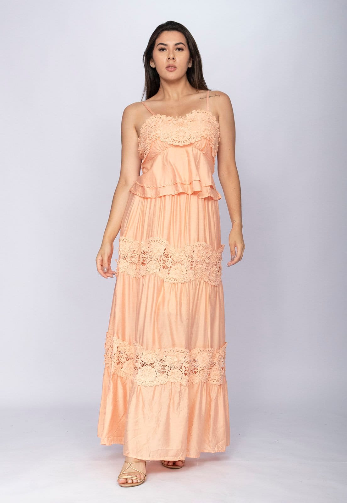 Conjunto Amazonia Vital de Saia e Croped Flora Amazônica Renda Pêssego - 2