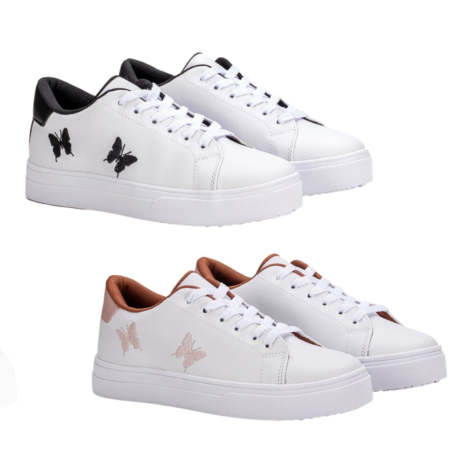 Kit 2 Pares Tenis Feminino Casual Borboleta +Rosa