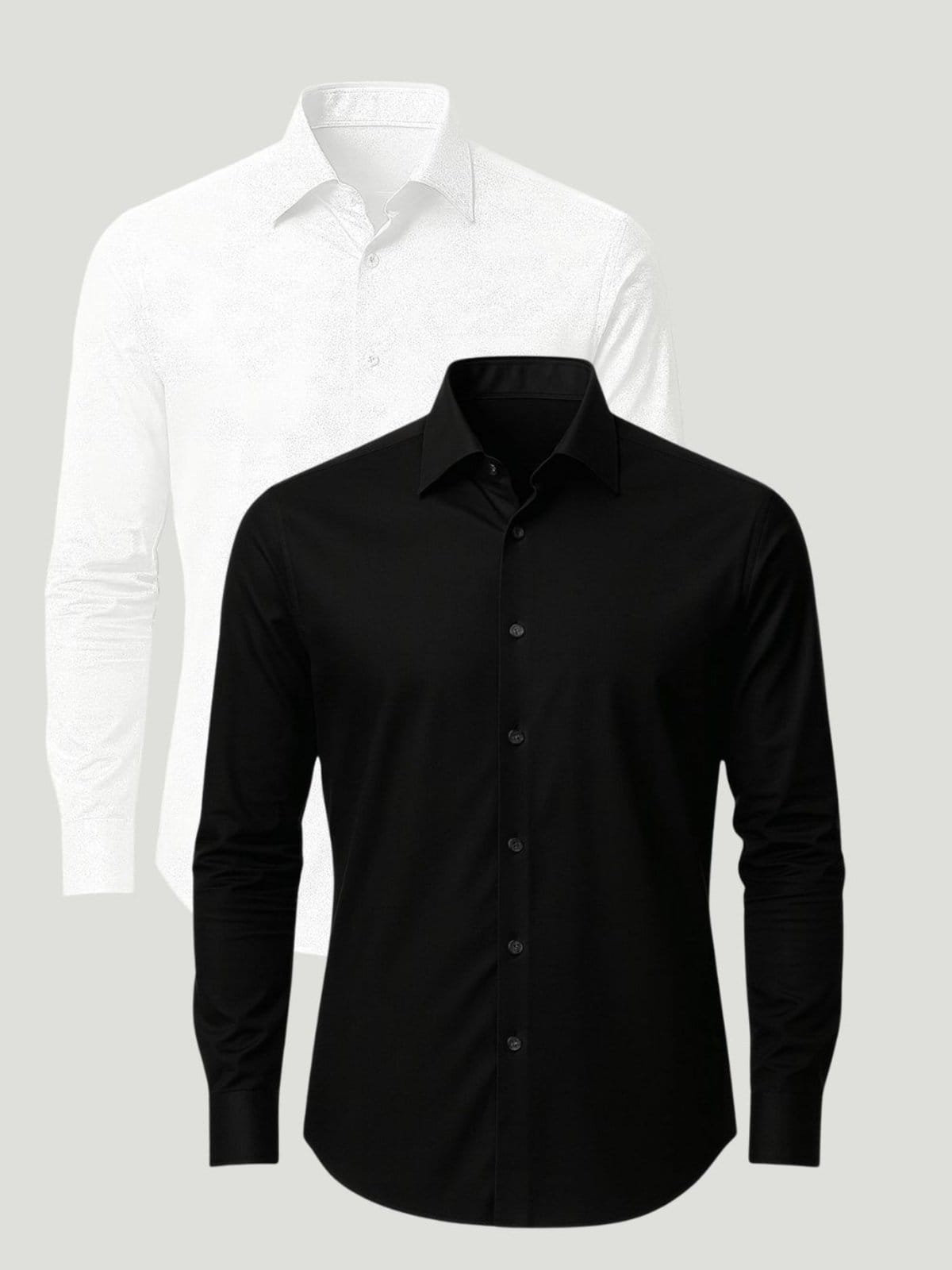 Kit 2 Camisas Social Masculina Manga Longa Crocker Preta e Branca - 50077