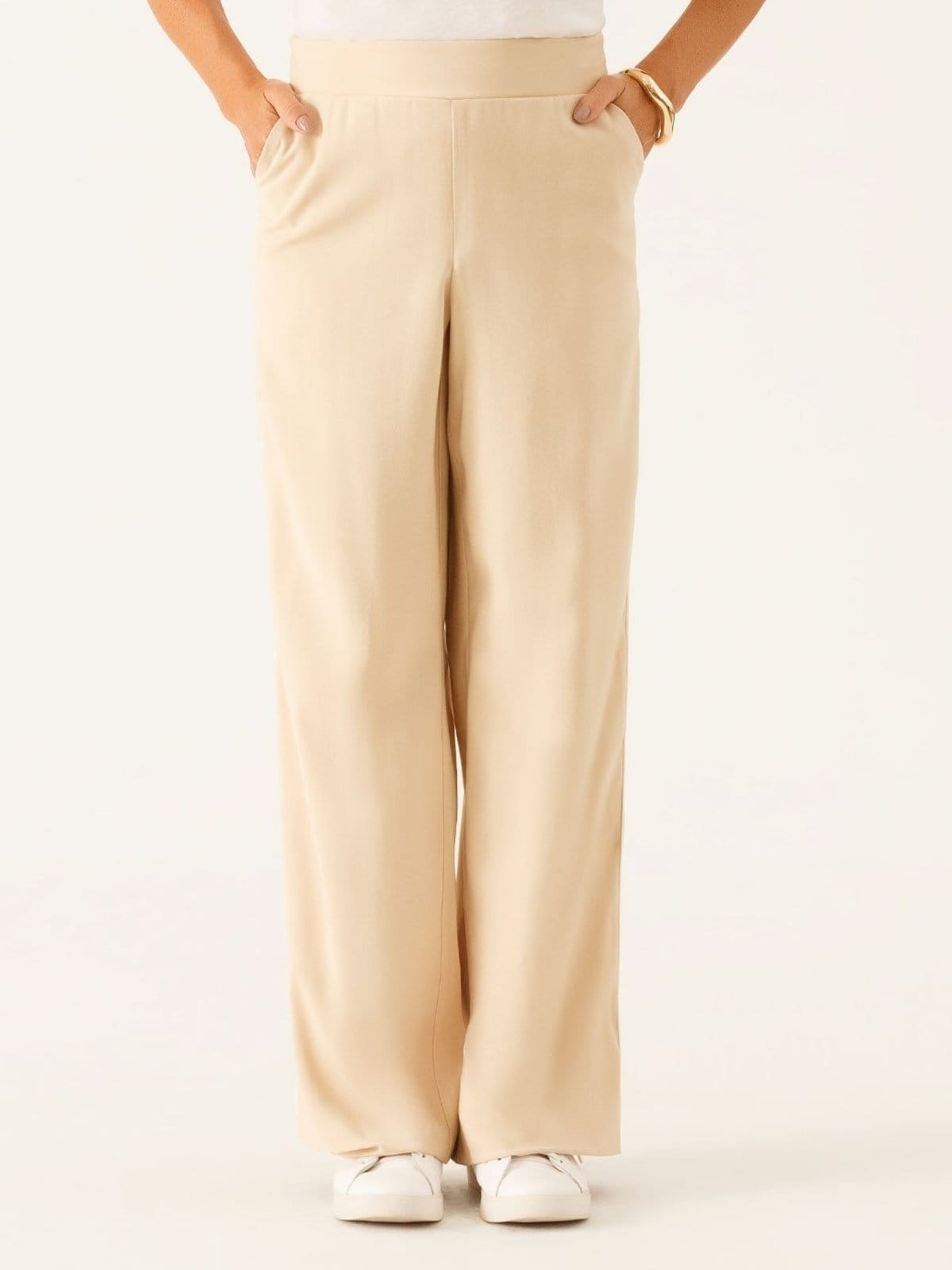 Vista 2 Calça Alfaiataria Wide Leg em Viscose Aveia Vitoriana Principessa bege