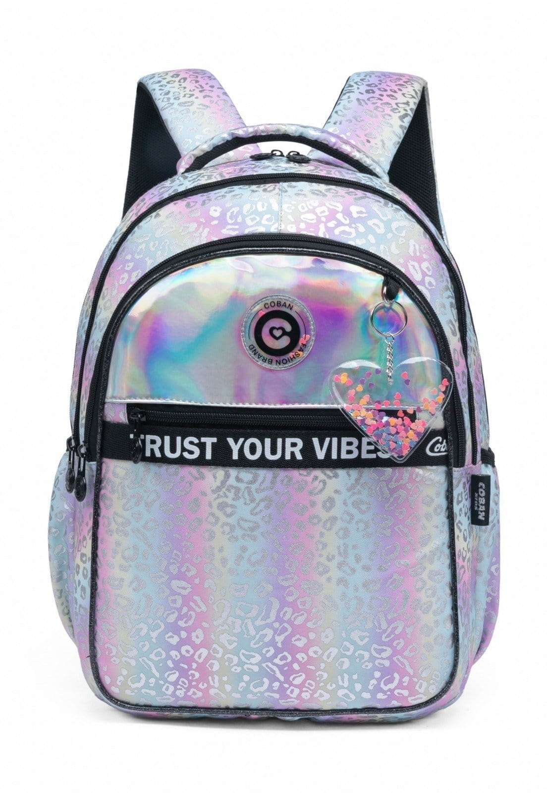 Vista 2 Kit Mochila Costas Meninas Estojo Escolar COBAN prata