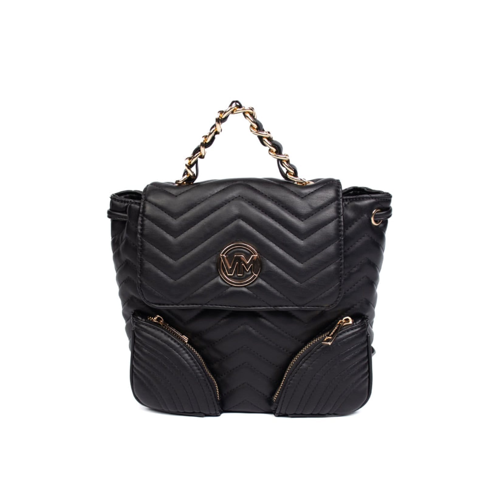 Vista principal Bolsa Mochila Feminina Via Marte Média Matelassê VIA MARTE preto