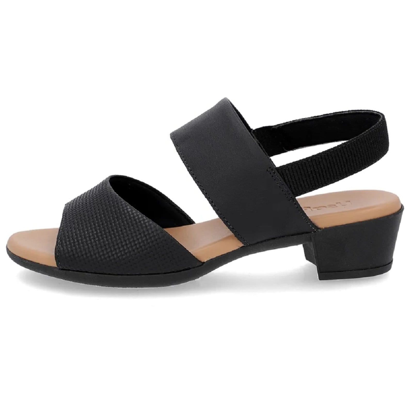 Sandália Usaflex Salto Bloco 4cm Couro Elástico no Calcanhar