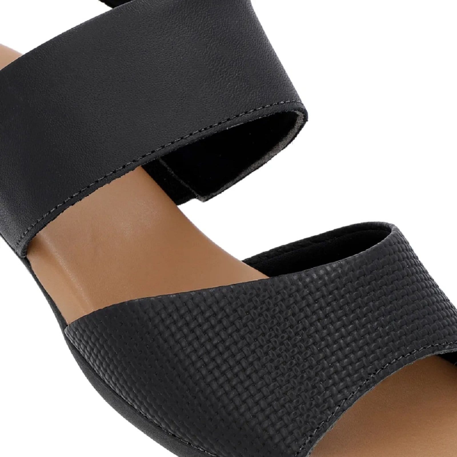 Vista 2 Sandália Usaflex Salto Bloco 4cm Couro Elástico no Calcanhar Usaflex preto