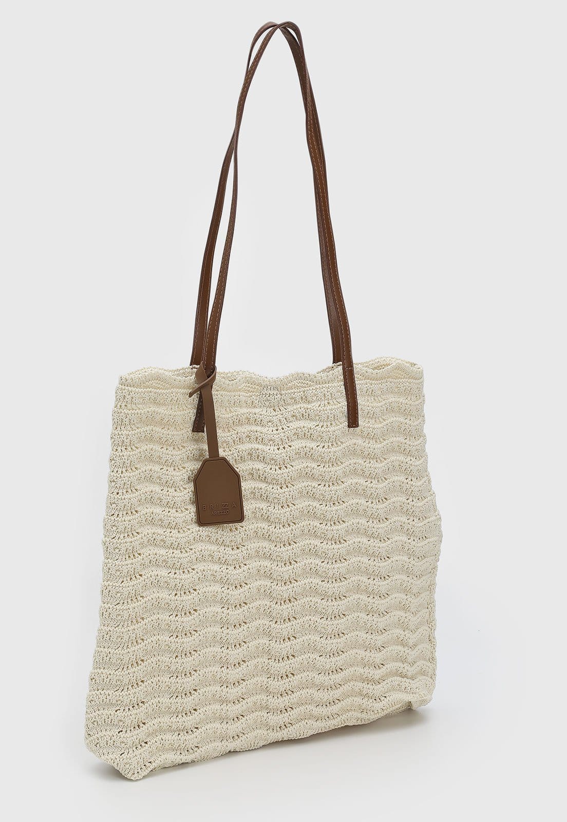 Vista 2 Bolsa Feminina Brizza Arezzo Tramado Claro e Marrom Brizza Arezzo bege