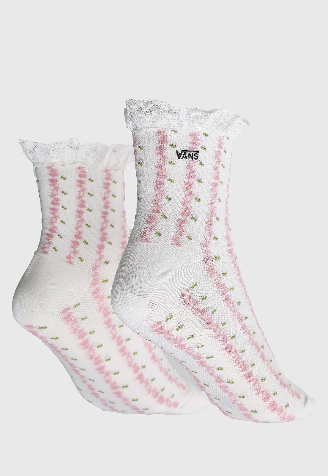 Meia Feminina Vans Sereno Lace Crew Branca e Rosa - 2