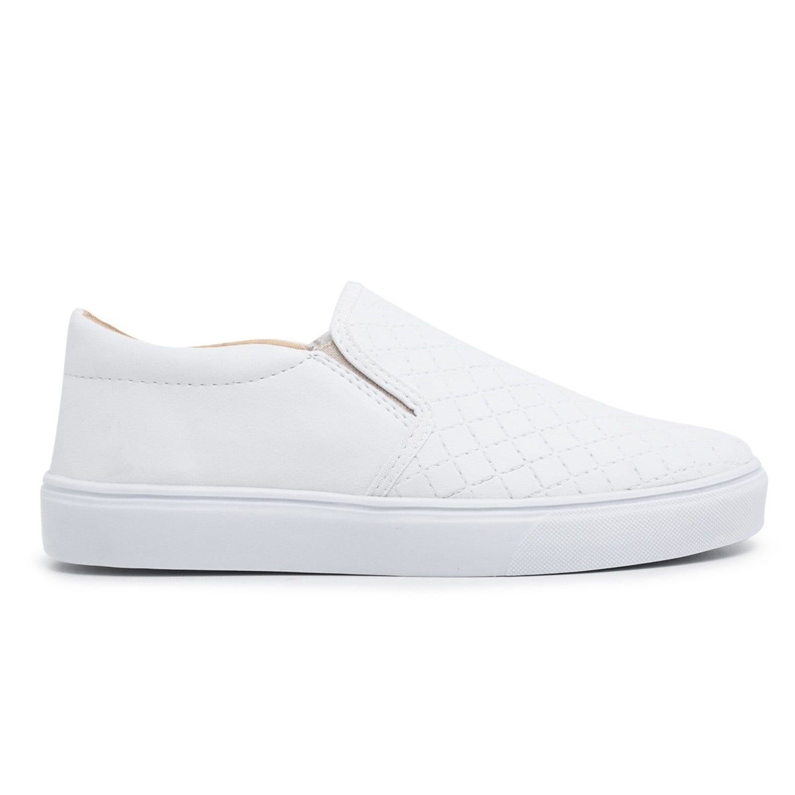 Vista 2 Sneaker Slip On Feminino Tênis Casual Versátil Sola Alta Flat Emborrachada Confortável Leve super shoes branco