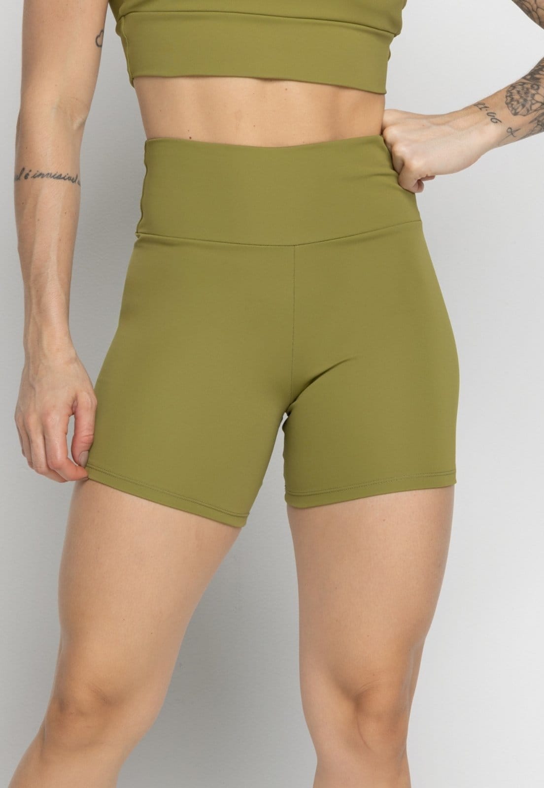 Short Fitness Vekyo Poliamida Feminino Suplex Liso Academia Pistache