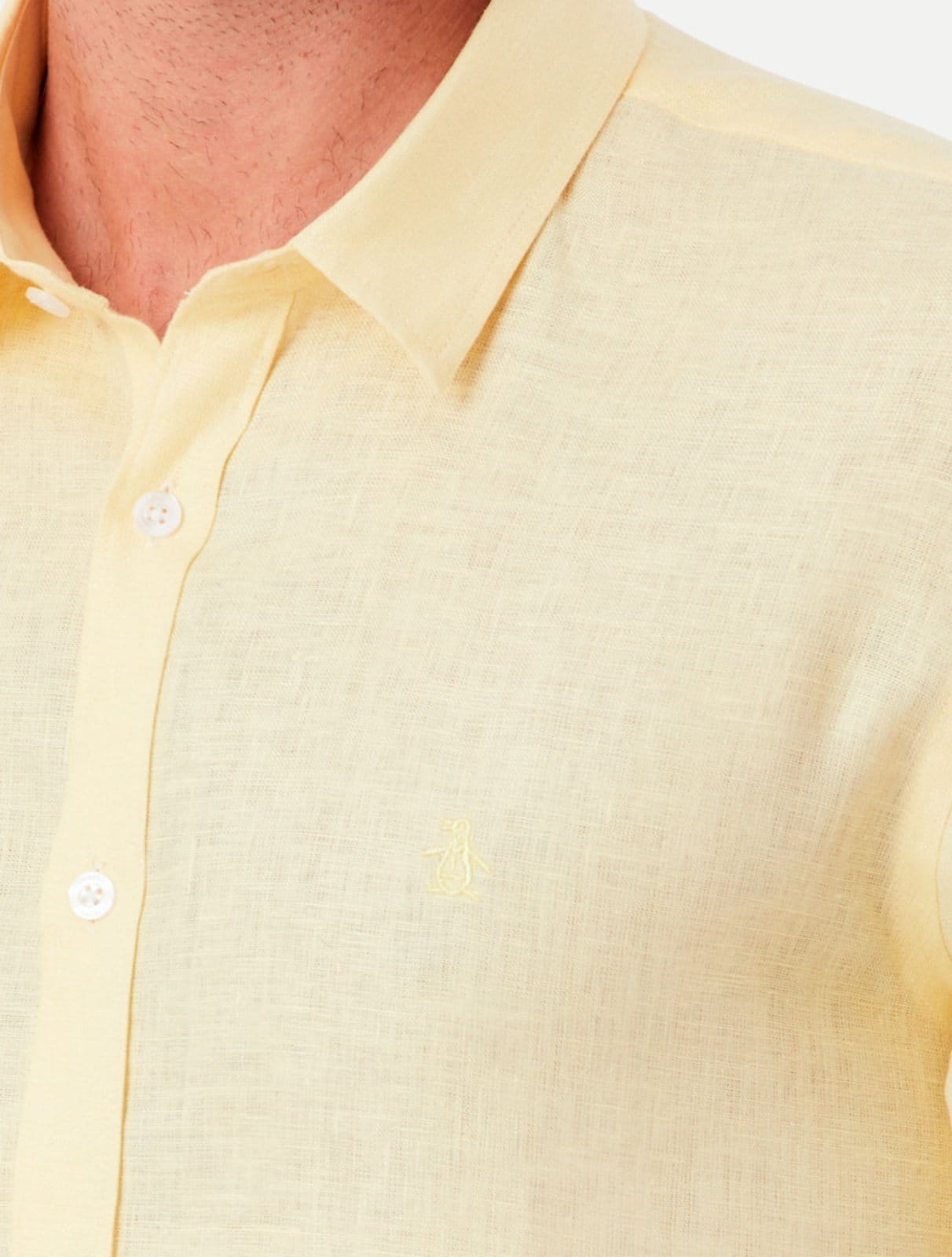Vista 2 Camisa Original Penguin Regular Linho BPWF0018 Amarela Penguin amarelo