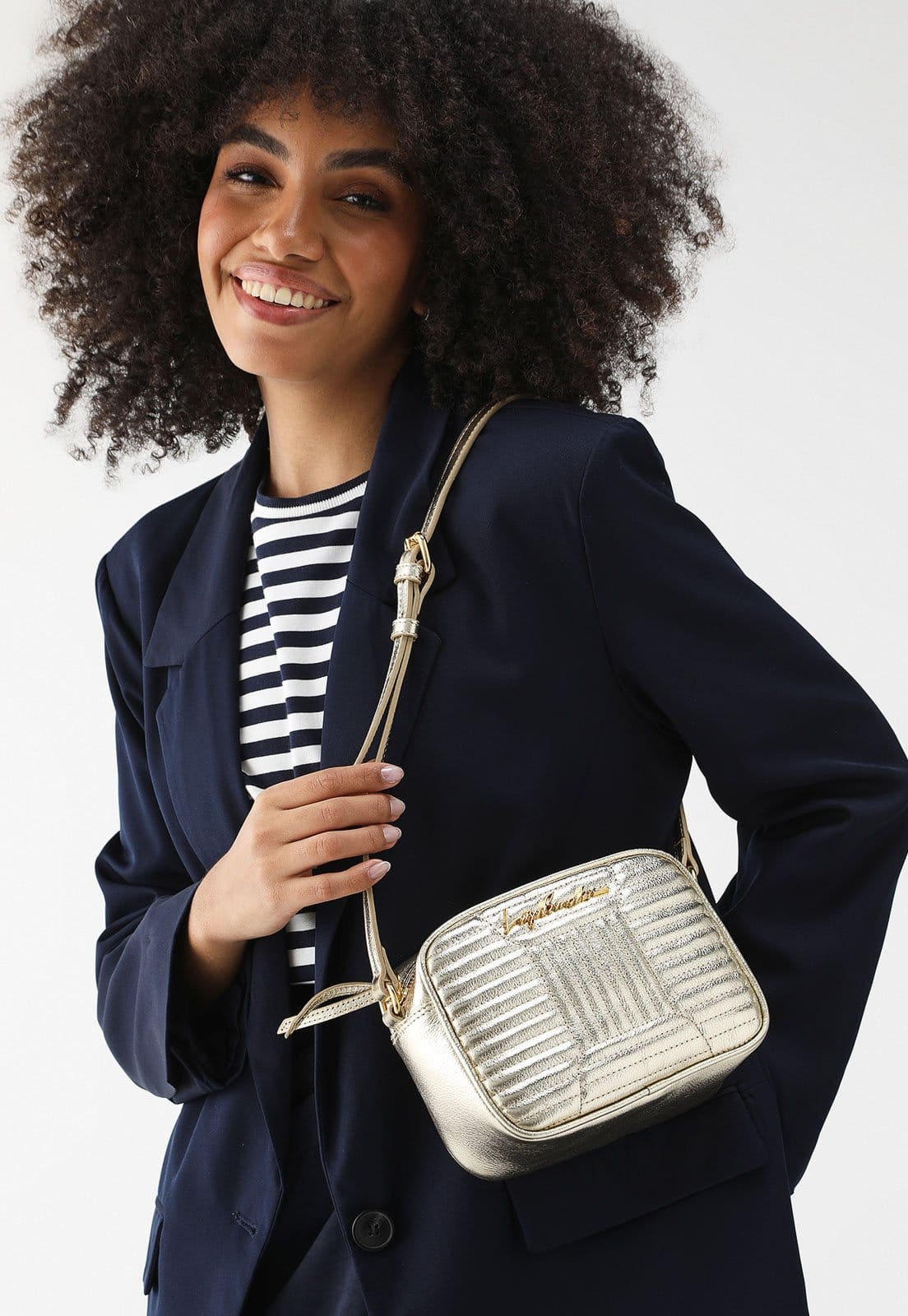 Bolsa Tiracolo Luiza Barcelos Logo Dourada