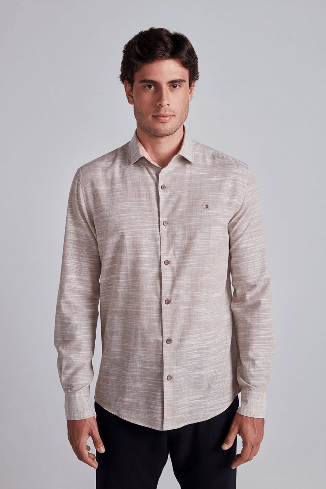 HIGHSTIL Camisa Lisa Slim Fit - Khaki