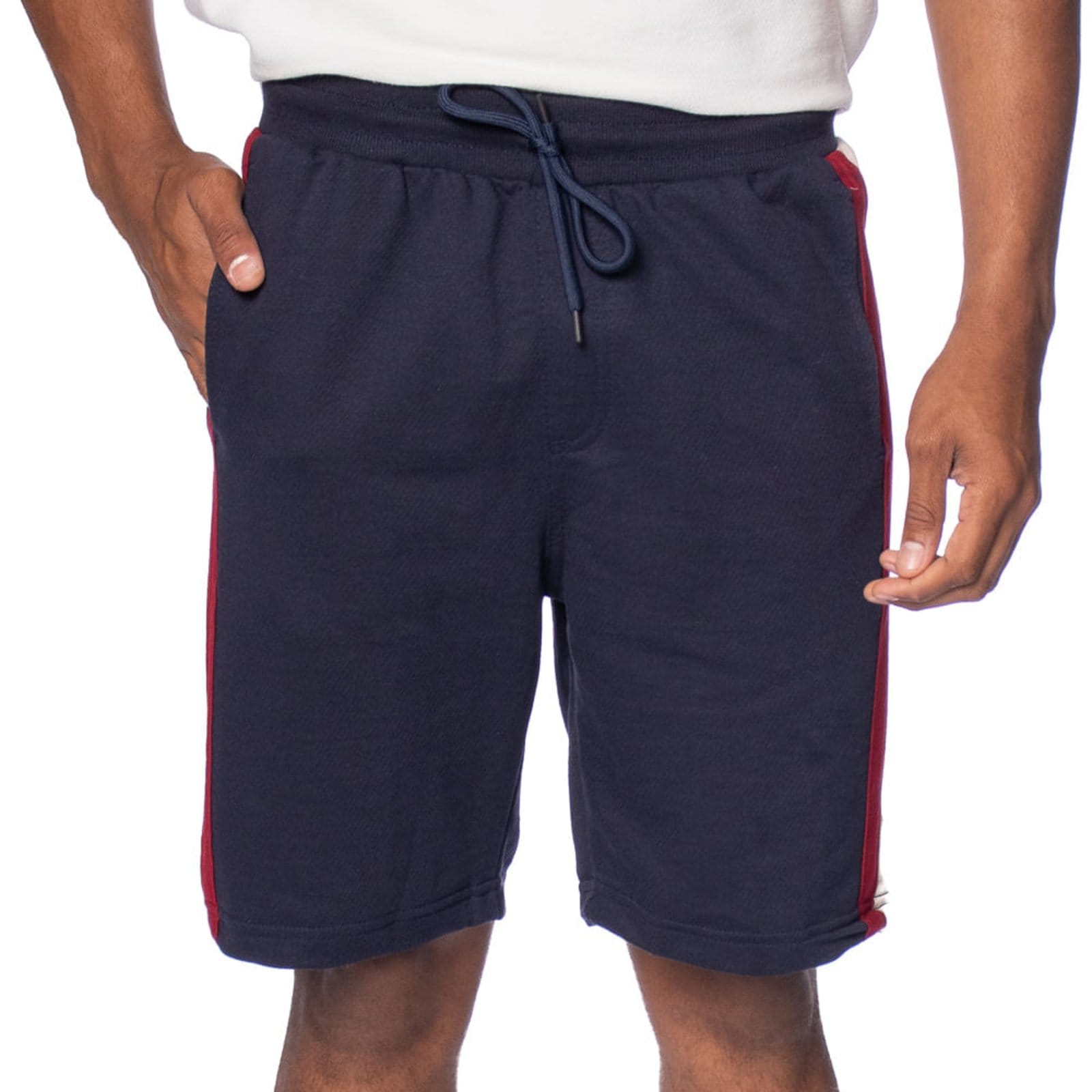 Bermuda Masculina Gangster Moletom Listras Marinho/Cinza