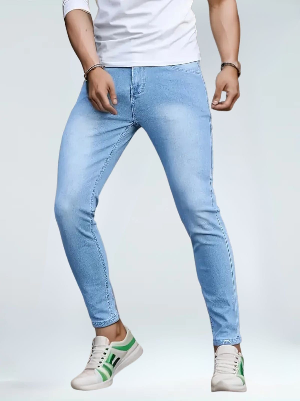 Vista 2 Kit 2 Calças Masculina Skinny Kovali Casual Confortável com Elastano Aul Claro E Escuro KOVALI FASHION STORE azul/jeans