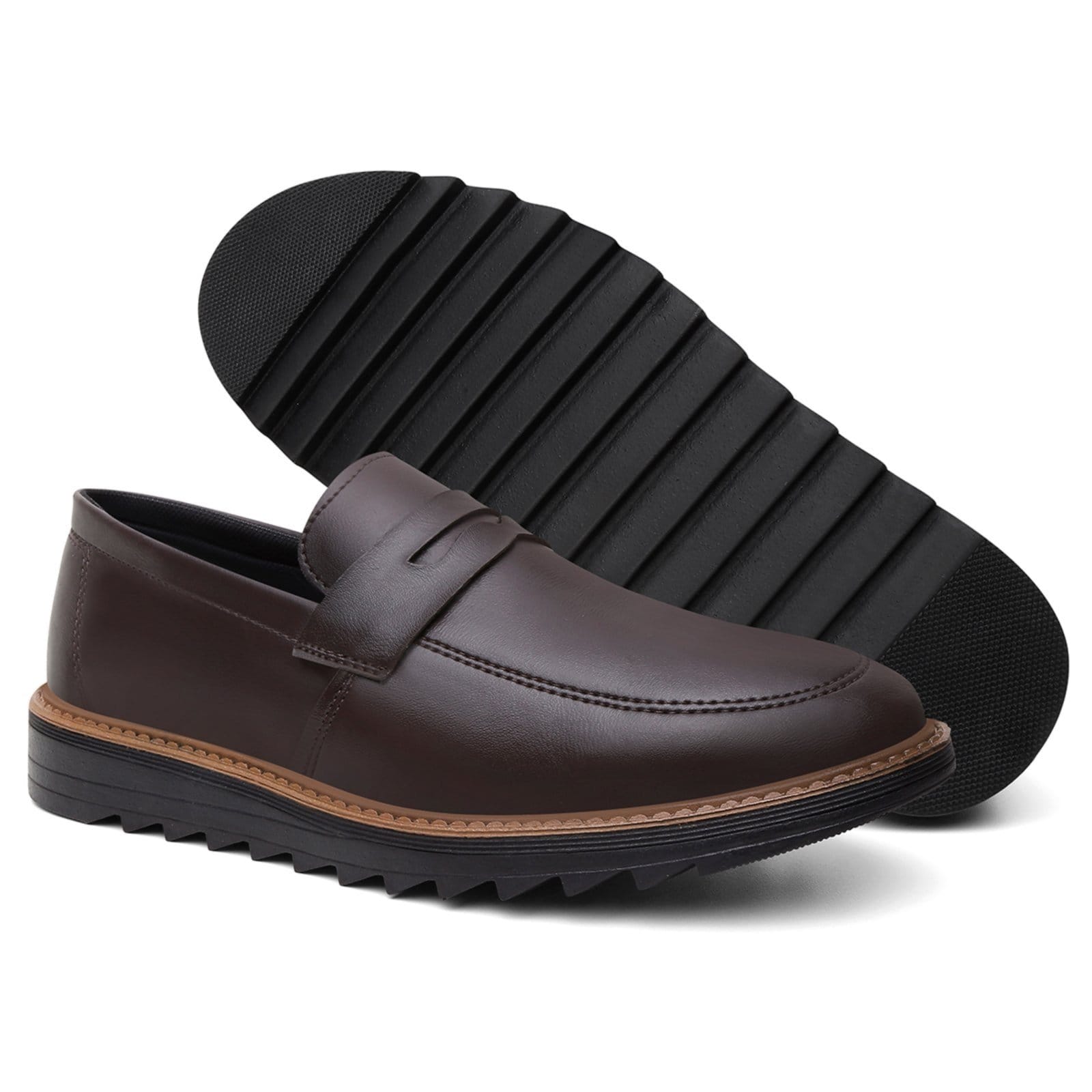 Vista 2 Sapato Social Masculino Mocassim Drive Moderno Até 46 MIGLIORINI CALÇADOS marrom