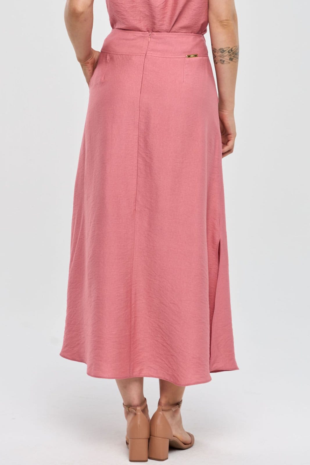 Vista principal Saia Super Midi PKS Viscose Rosê PKS rosa