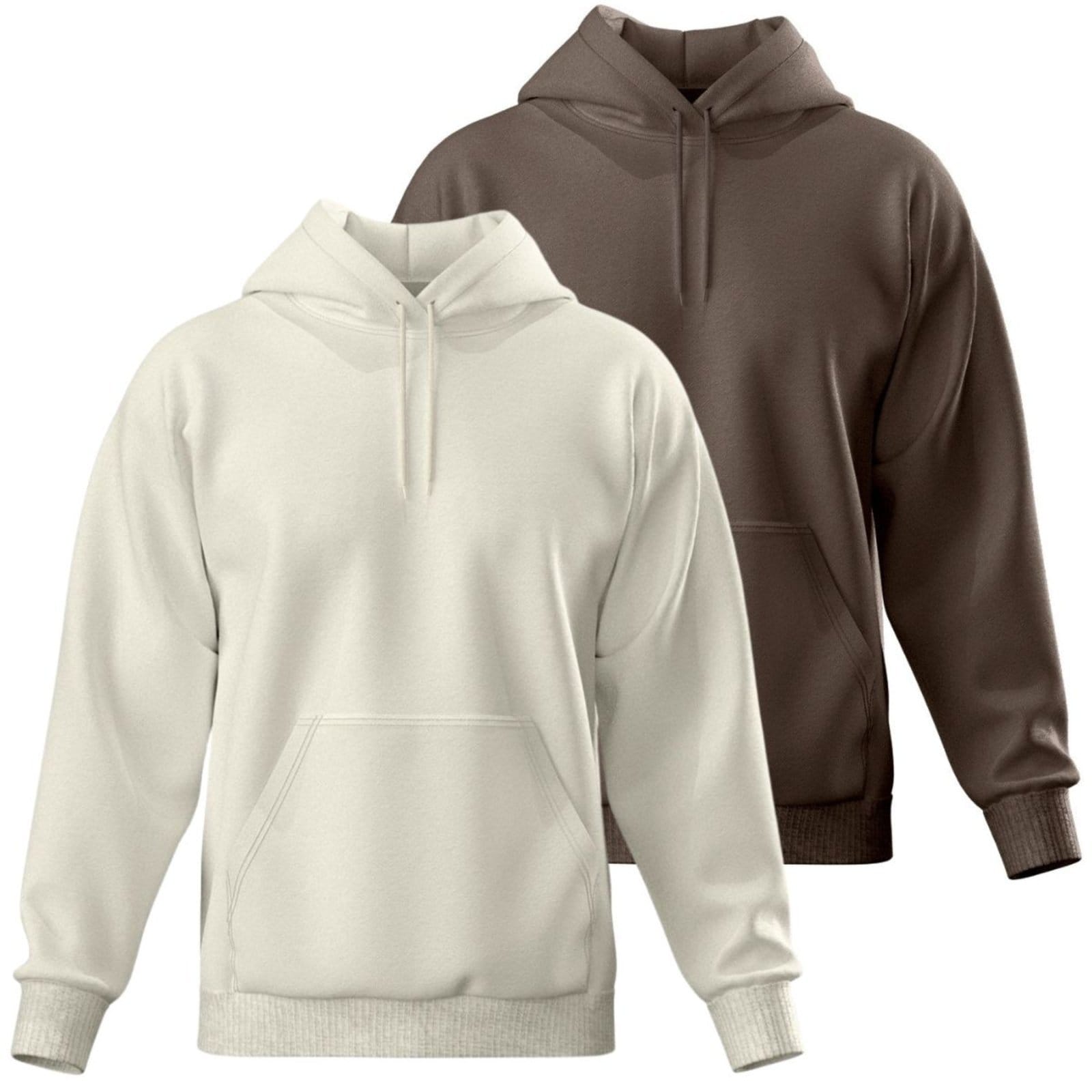 Kit 2 Blusa de Frio Moletom Liso Casaco Canguru Fechado Com Capuz Inverno e Off White