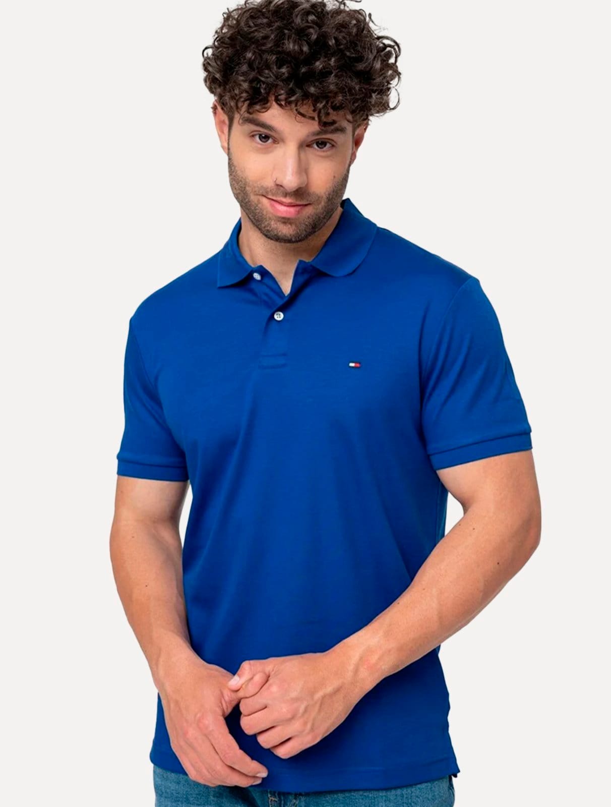 Polo Tommy Hilfiger Masculina Malha Liquid Cotton Seasonal Royal