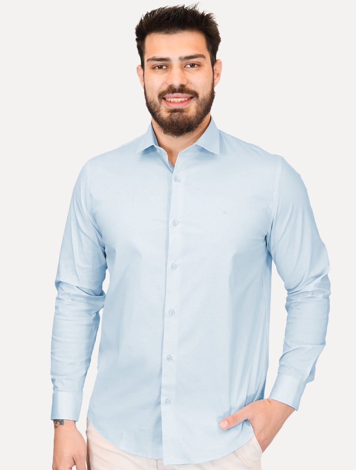 Camisa Aramis Masculina Regular Tricoline Liso Stretch Claro