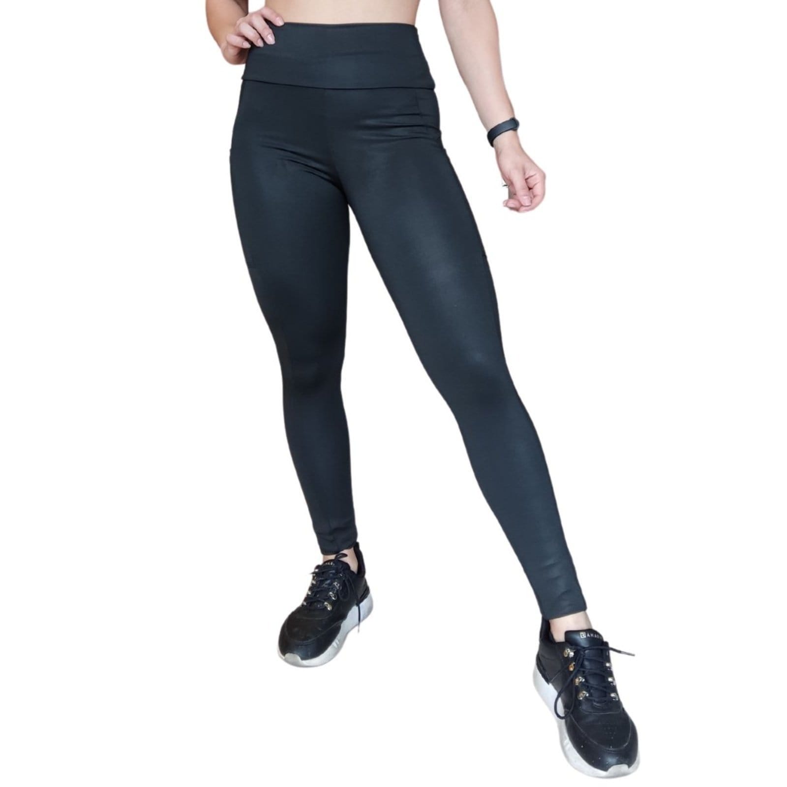 Vista 2 Calça Legging Plus Size Heide Ribeiro Two Colors Pocket Com Bolso Heide Ribeiro preto