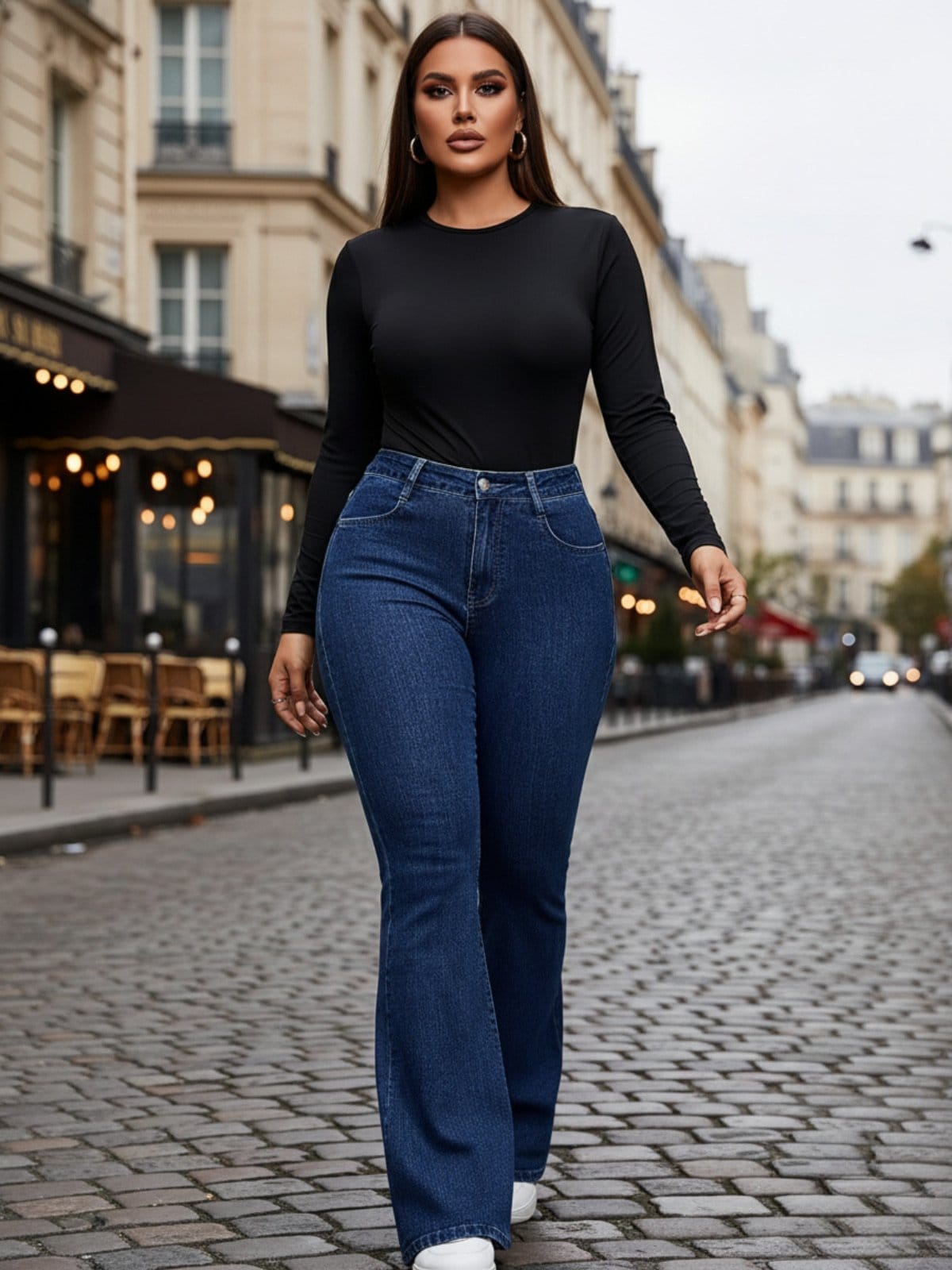 Calça Jeans Feminina Tex Jeans Flare Delicada e Casual Escuro