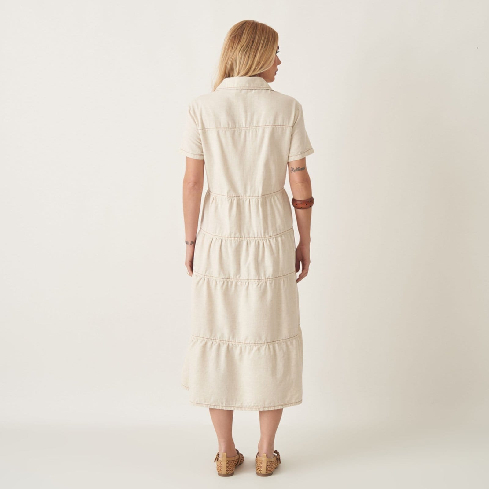 Vista 2 Vestido Linho 4 Marias com Gola Bloom branco