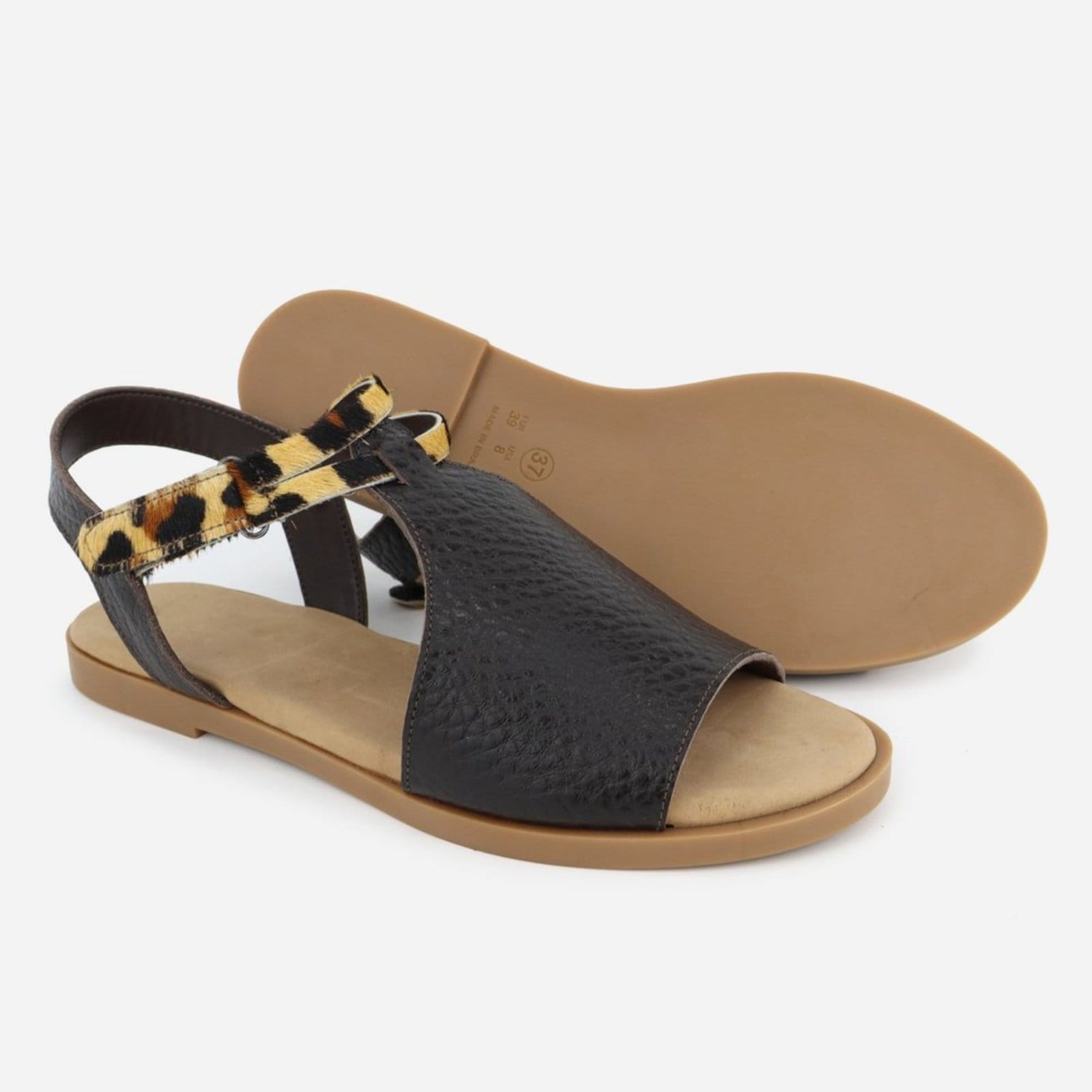 Vista 2 Rasteira Couro Maria Paula Casual Conforto MARIA PAULA café