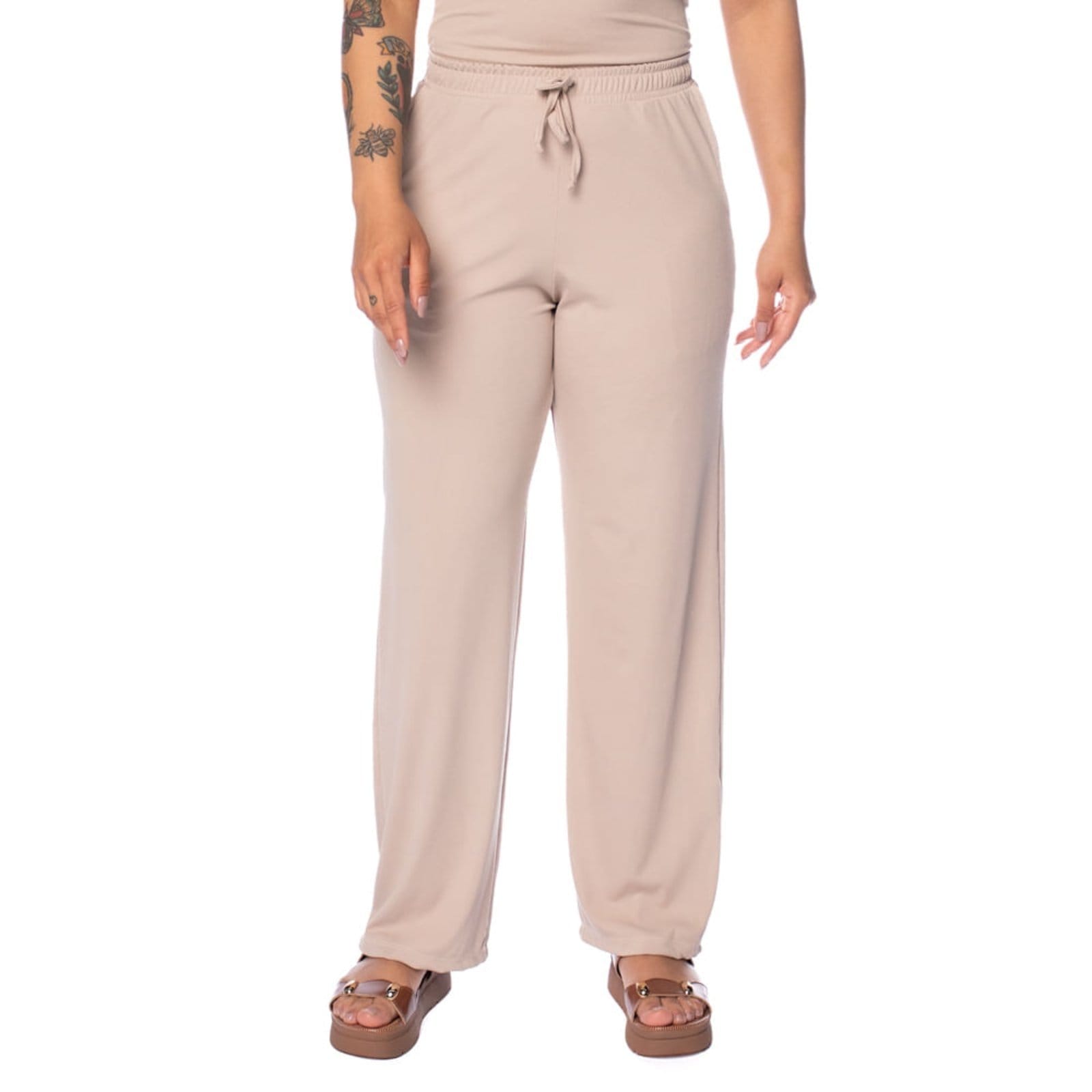 Calça Feminina Babicat Reta Cintura Média Canelada