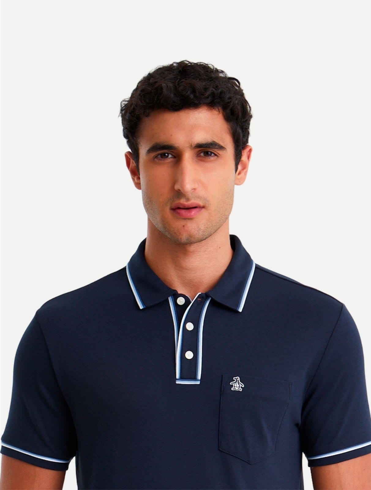 Vista 2 Polo Original Penguin Pima Cotton OPKSB1830 Marinho Penguin azul
