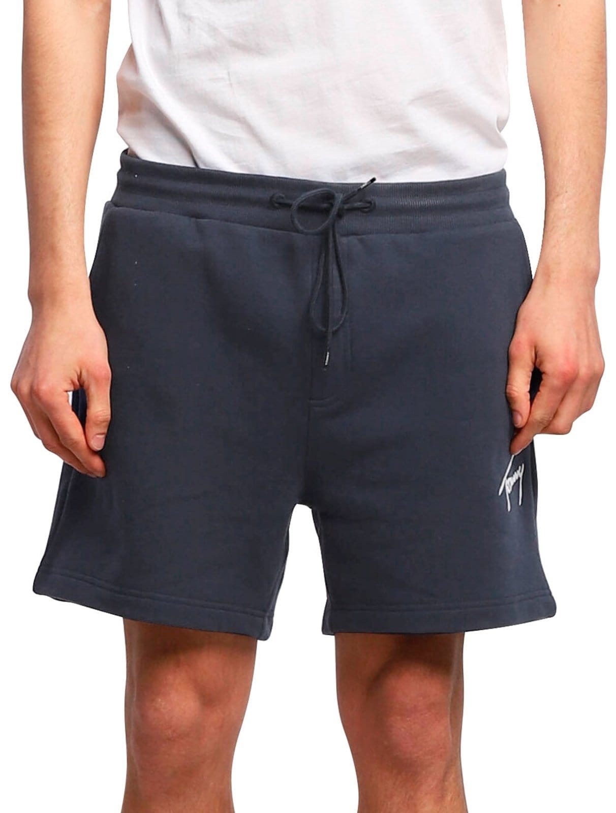 Bermuda Tommy Jeans Masculina Moletom Embroidered Signature Marinho