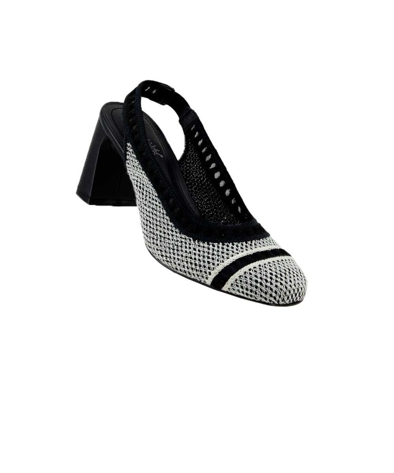 Vista 2 Scarpin Slingback Valentina Salto Bloco Preto Valentina incolor