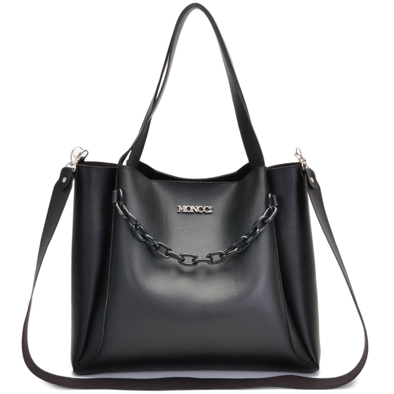 Bolsa Feminina Moncci Alça Transversal Detalhe Corrente Preta