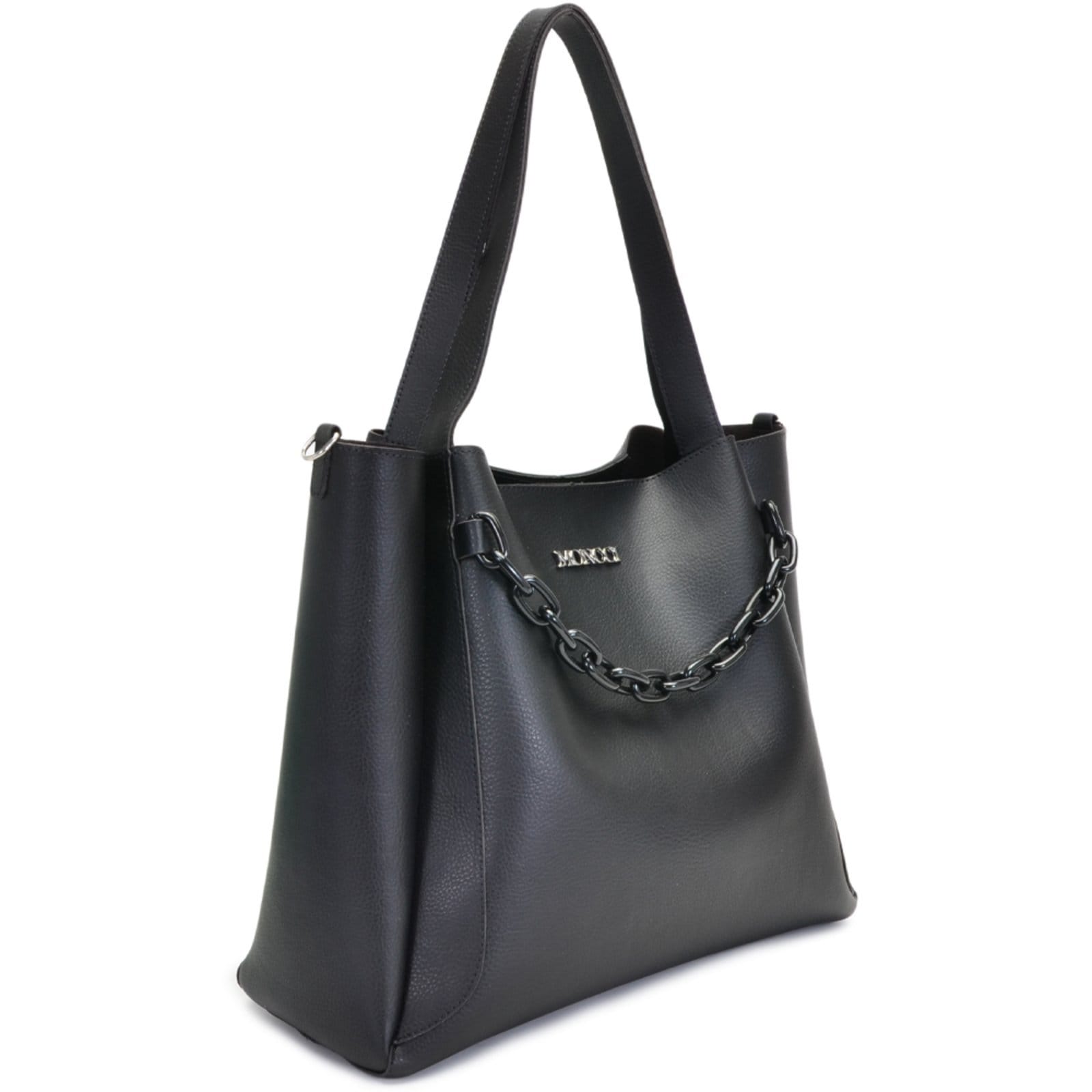 Vista 2 Bolsa Feminina Moncci Alça Transversal Detalhe Corrente Preta MONCCI preto