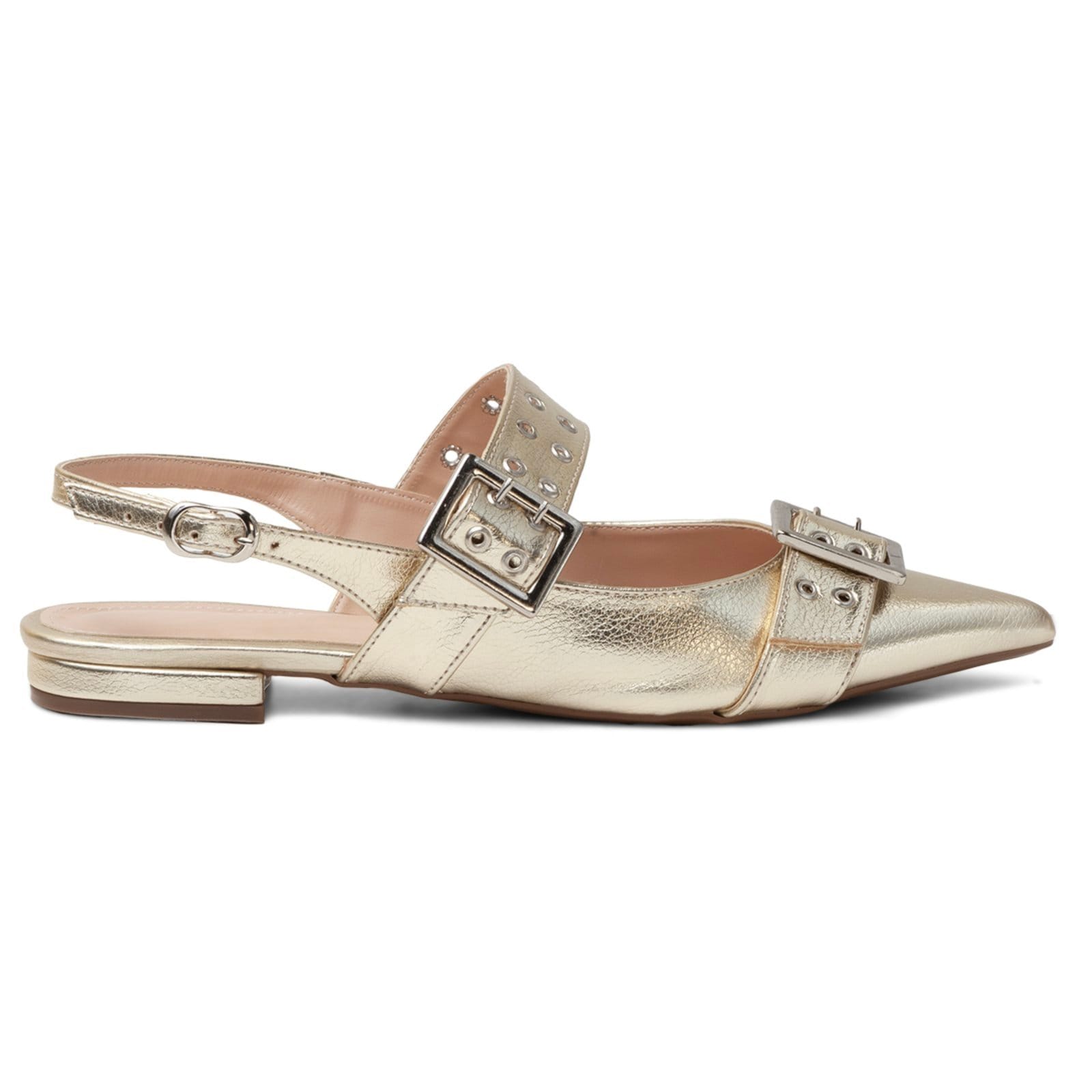Sapatilha Rasteira Feminina Bico Fino Napa Ouro Light Casual 183010 - 2