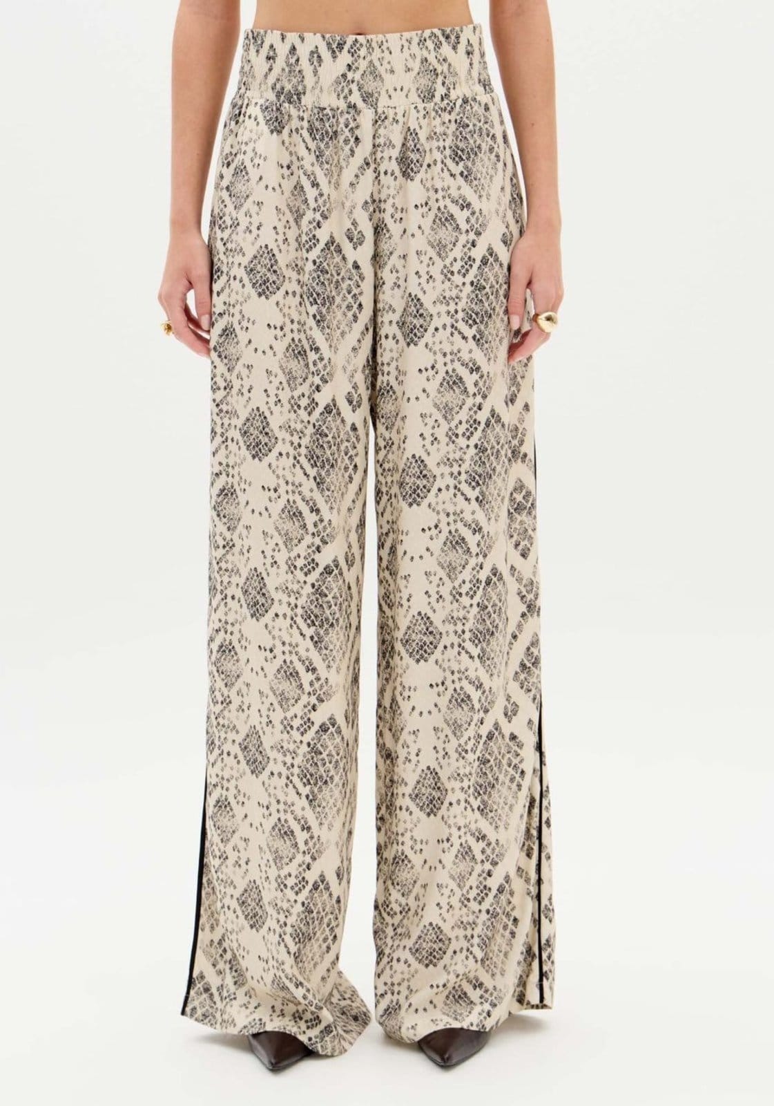 Vista 2 Calça Reta Cós Elástico Cintura Média Estampada My Favorite Things bege