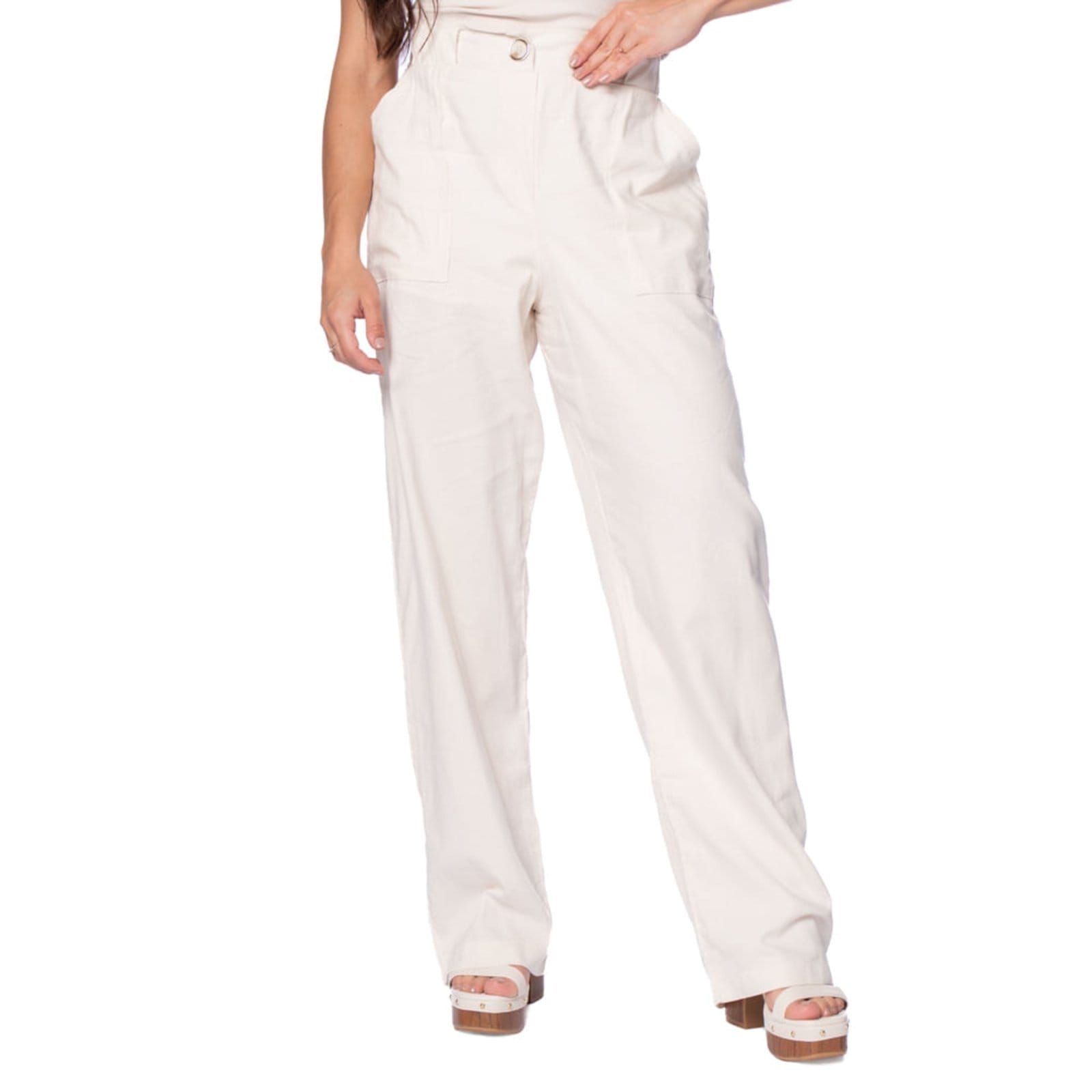 Calça Feminina Giraffe Wide Leg Cintura Alta Mescla