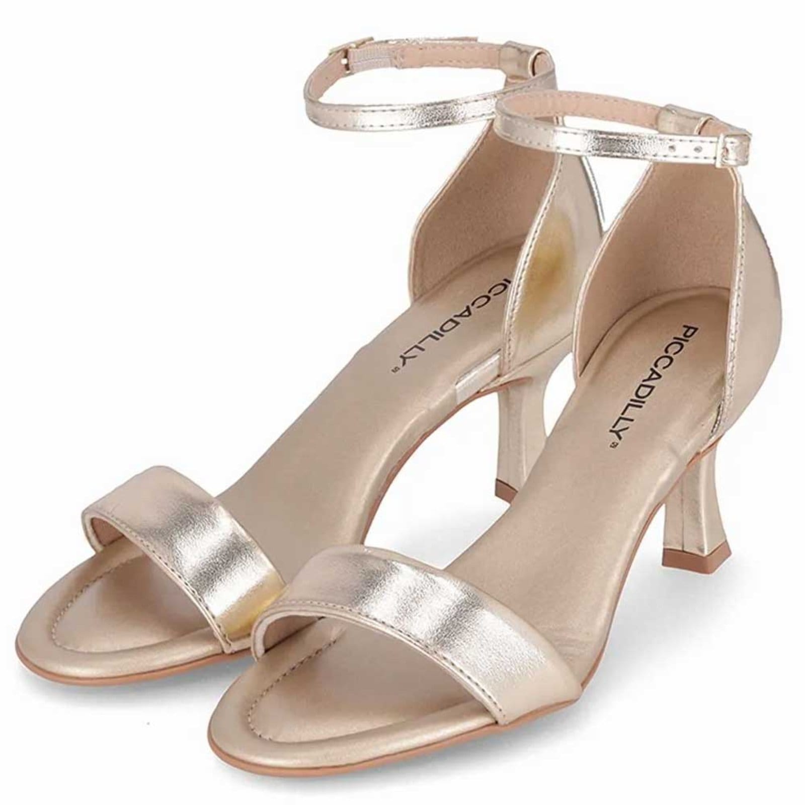 Vista 2 Sandália Feminina Salto Alto Andreia Ouro Piccadilly 71 Piccadilly dourado