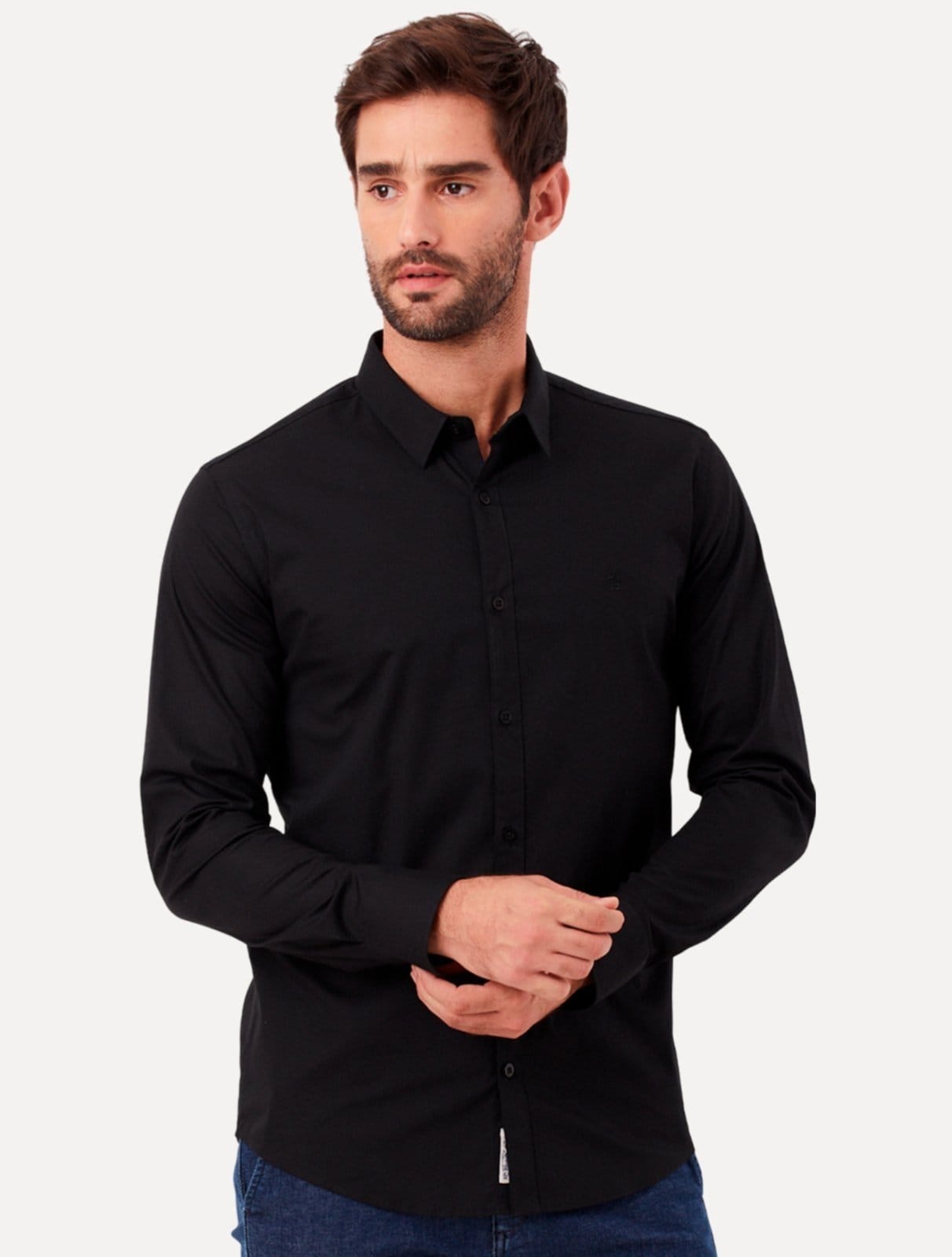 Camisa Original Penguin Masculina Regular Tricoline Bordado Preta