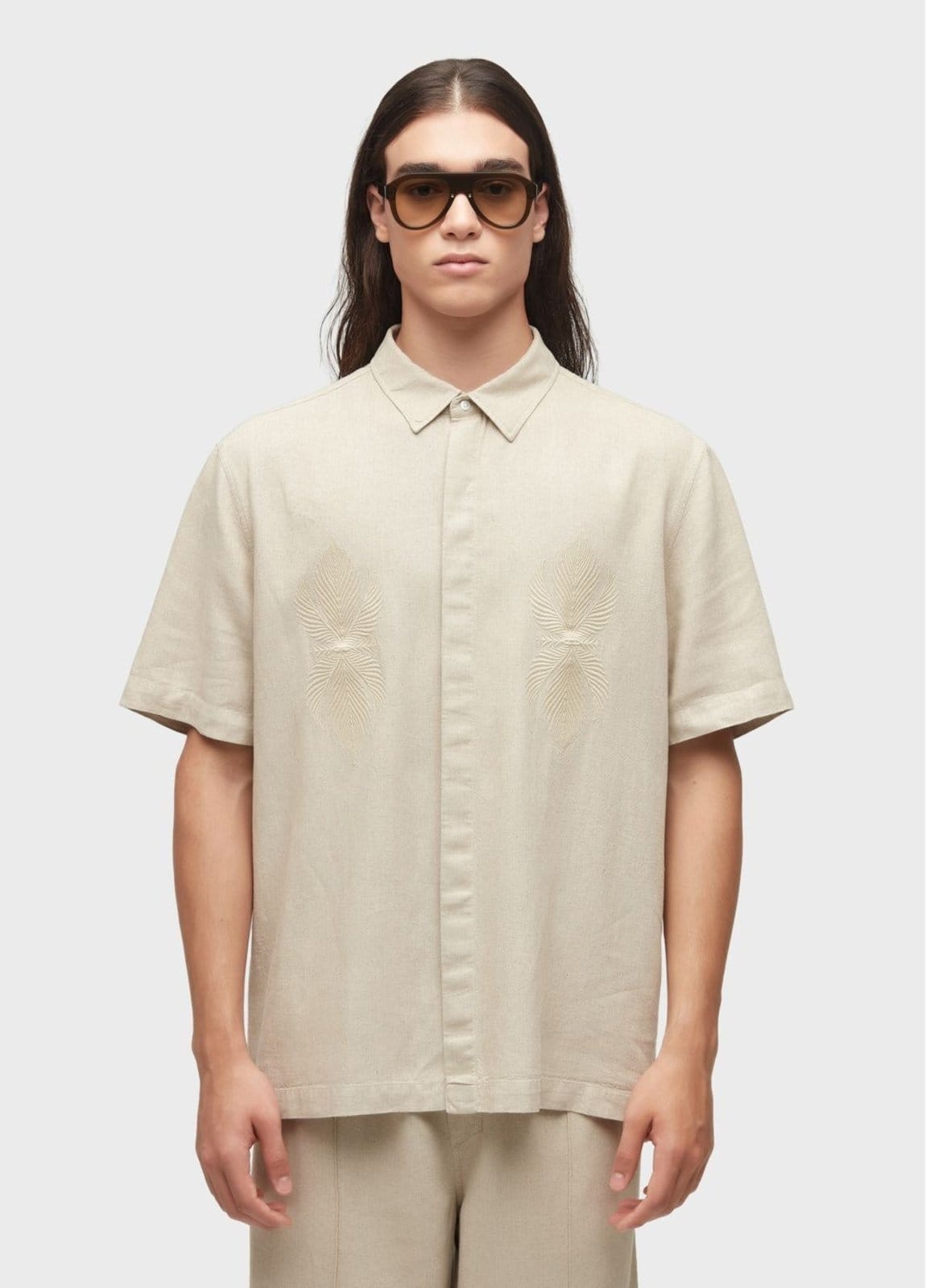 Camisa linen bordado