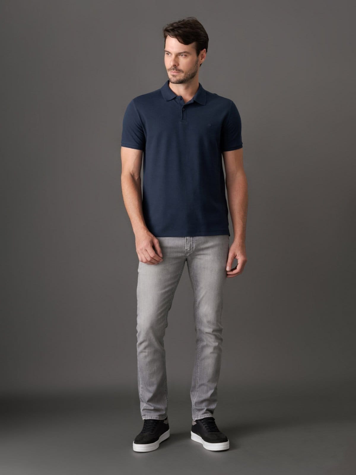 Camisa Polo Masculina Básica Sem Friso Calvin Klein