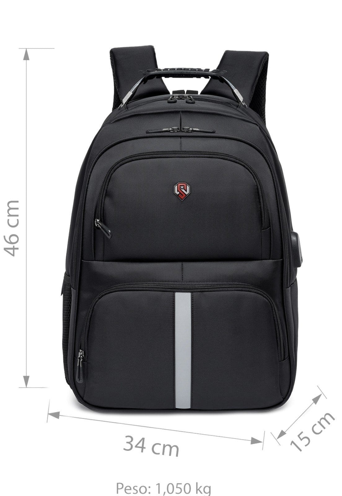 Vista 2 Mochila Executiva Swissport Notebook Usb Swissport preto