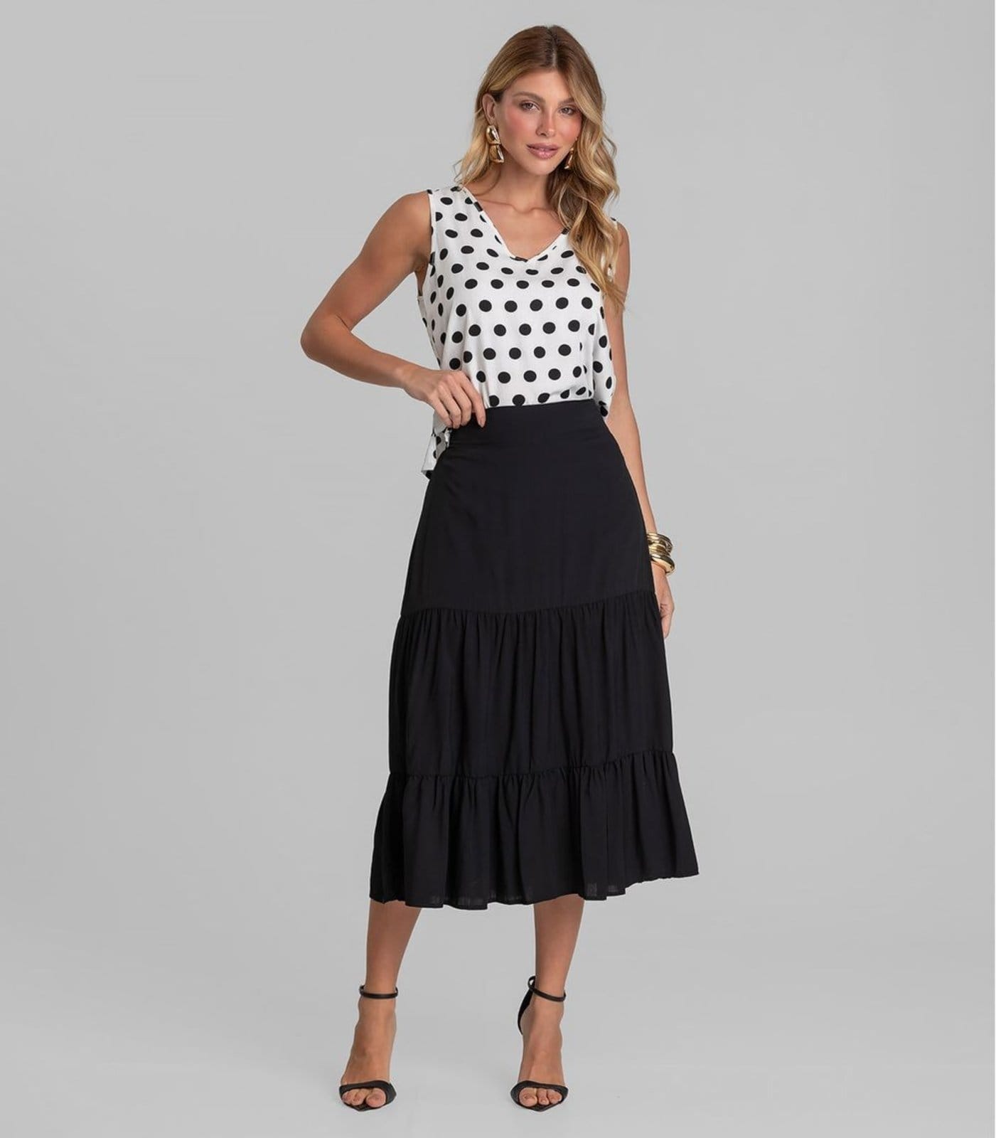 Saia Midi Feminina Duas Marias Em Viscose Dianna