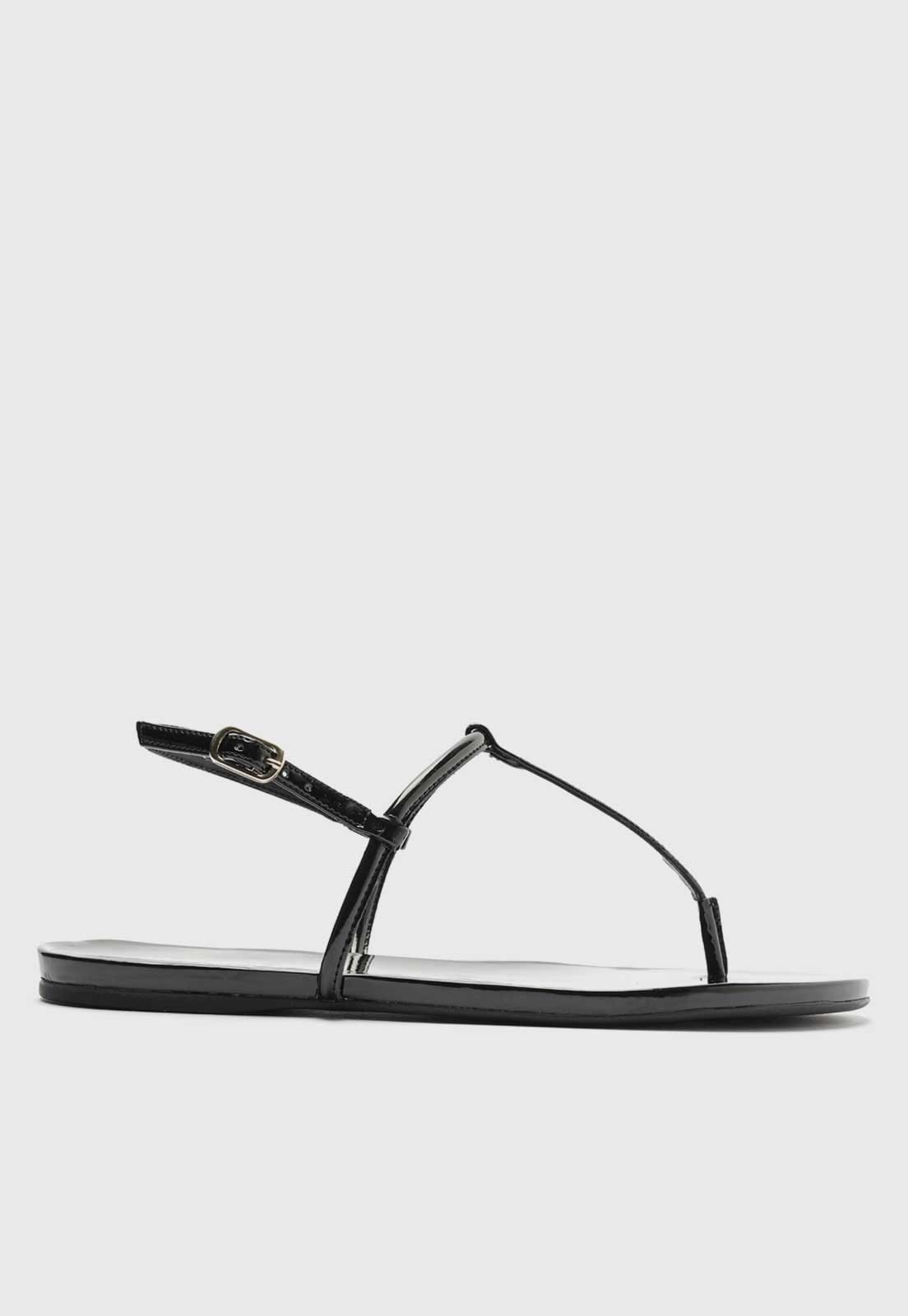 Rasteira Fechada Arezzo Verniz Preta