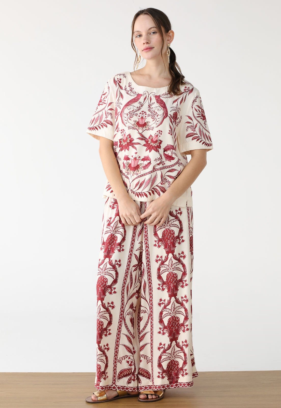 Vista 2 Calça FARM Wide Leg Nina Off-White FARM off-white white